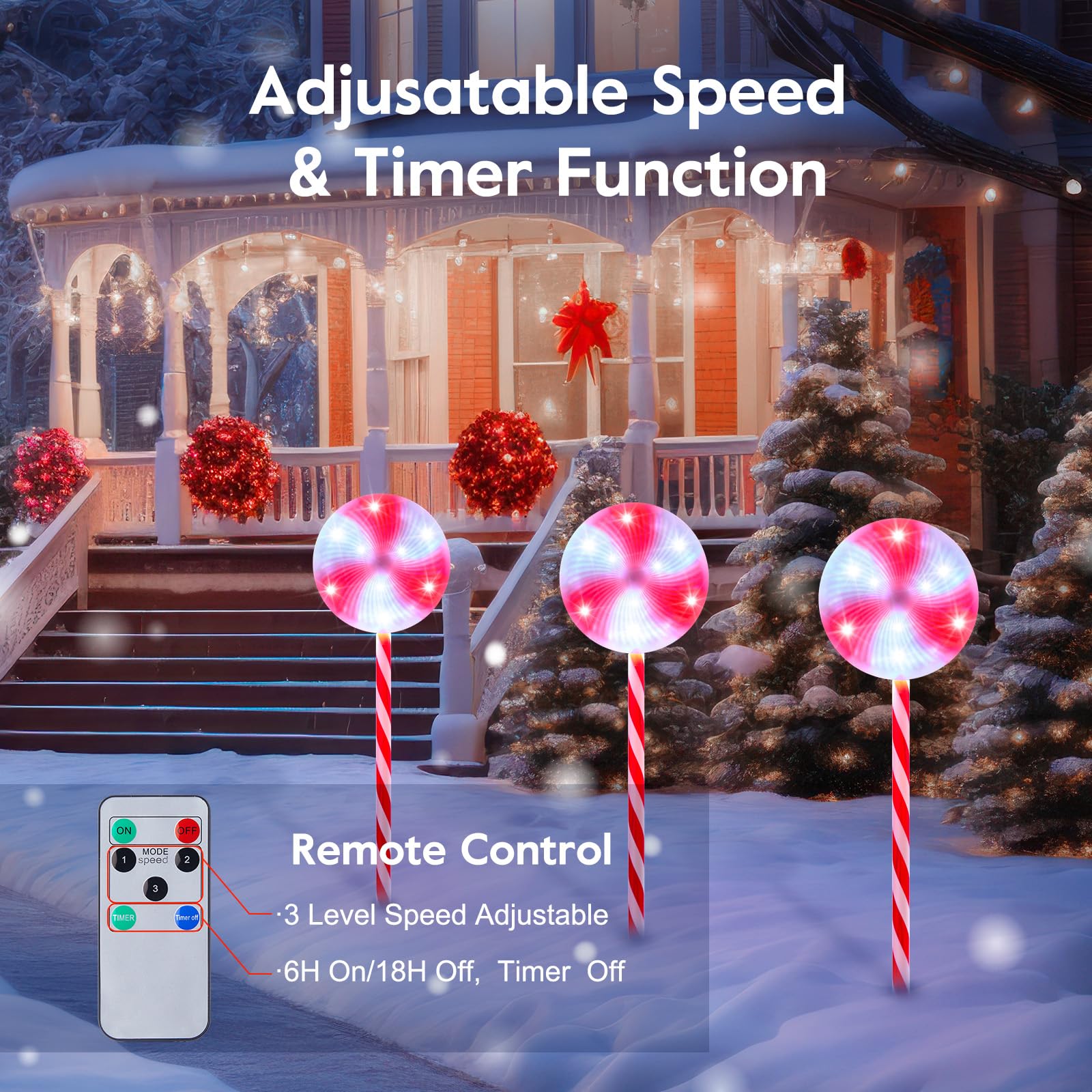 Rotatable Lollipop Christmas Pathway Lights Outdoor - 3 Pack 29 Inches 324 Led Lighted Candy Cane Decorations, Waterproof Christ