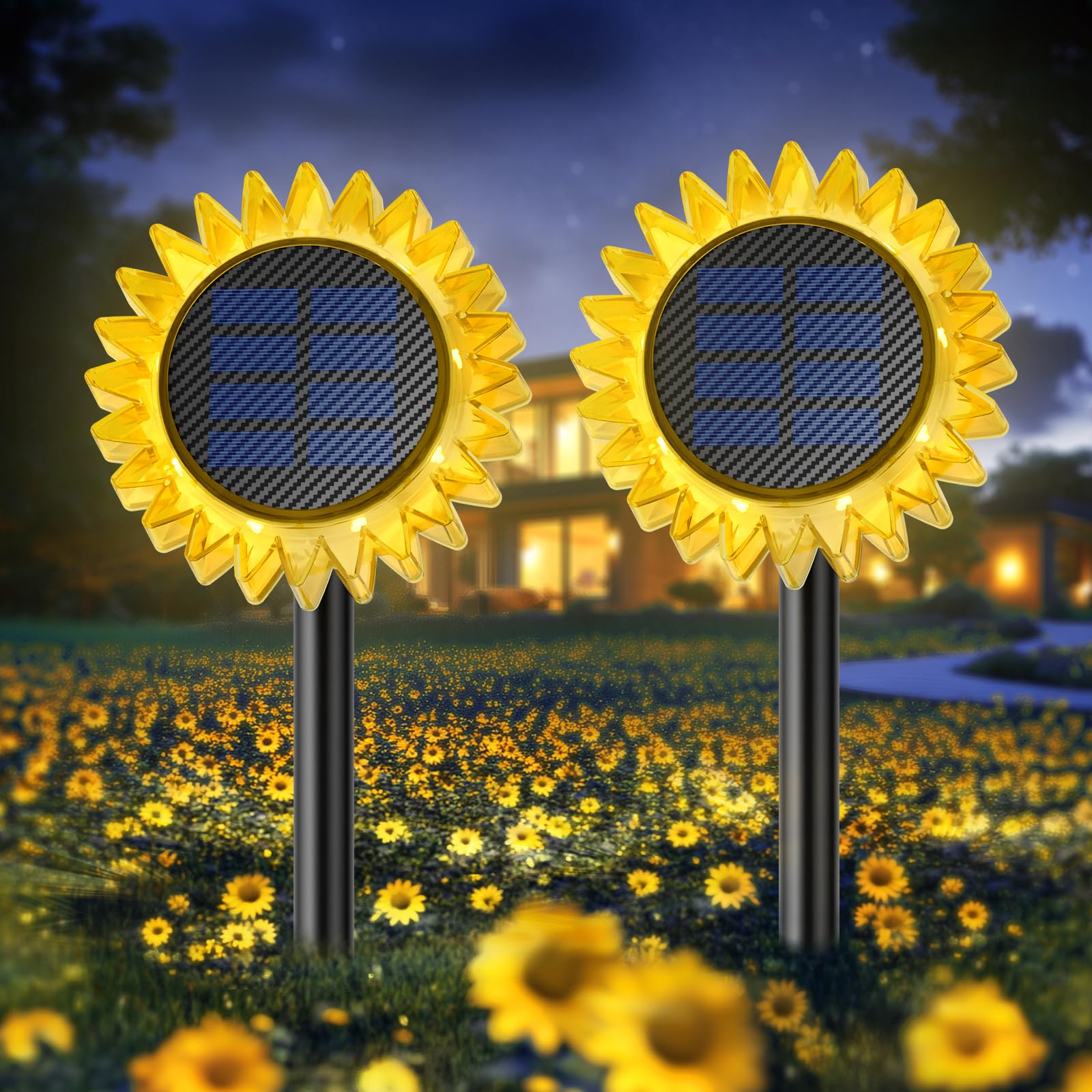 Solar Garden Lights - Upgraded Solar Sunflower Light, Ground/Wall 2 In 1, Solar Outdoor Lights Waterproof IP67,Garden Yard Patio