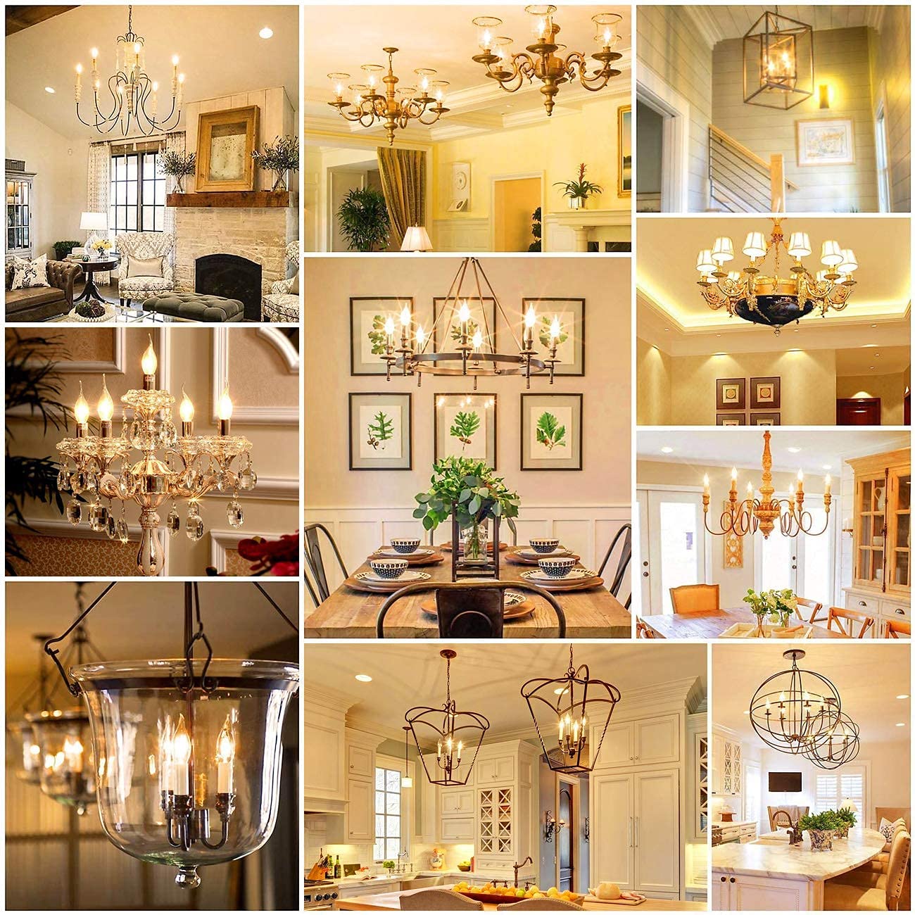 Anwio Flame Tip Led Filament Bulb Candelabra E12 Base, Dimmable 4.5W (60W Equivalent) B11 Chandelier Candle Light Bulb, 2700K Wa
