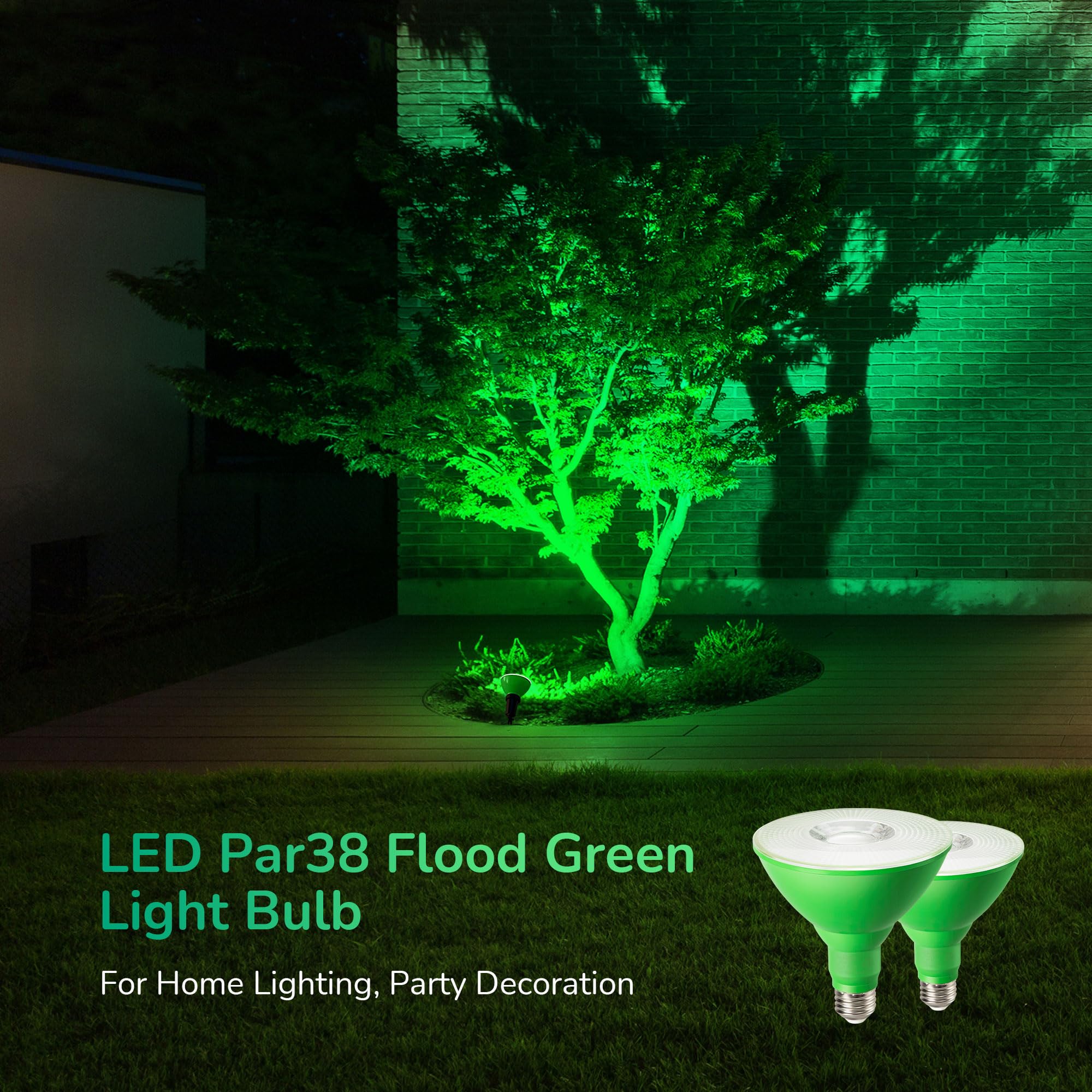 Edishine St. Patrick'S Day/Easter Par38 Green Led Flood Light Bulbs Outdoor, Dimmable Green Led Light Bulbs, 18W(120W Equivalent
