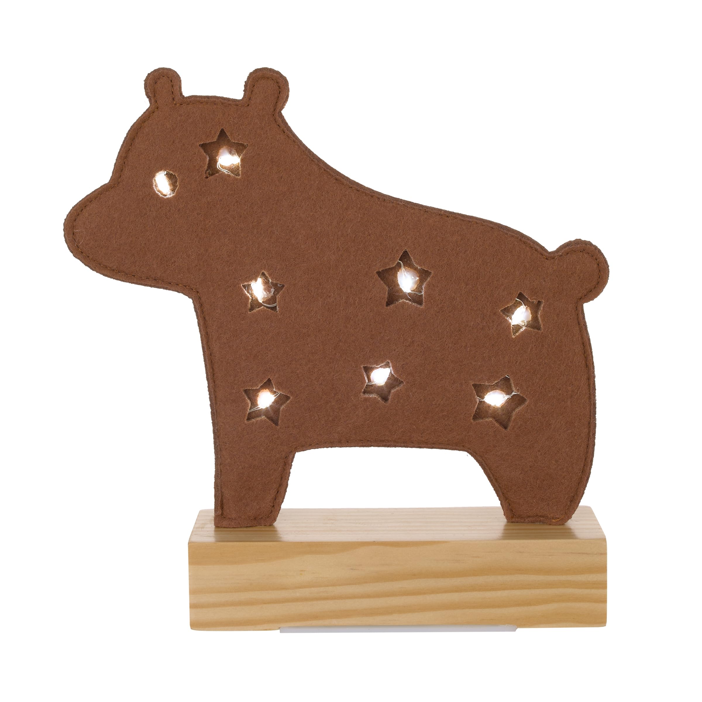 Little Love by NoJo LED Lighted Nursery Dcor - Adorable Brown Bear Design with Natural Wood Base