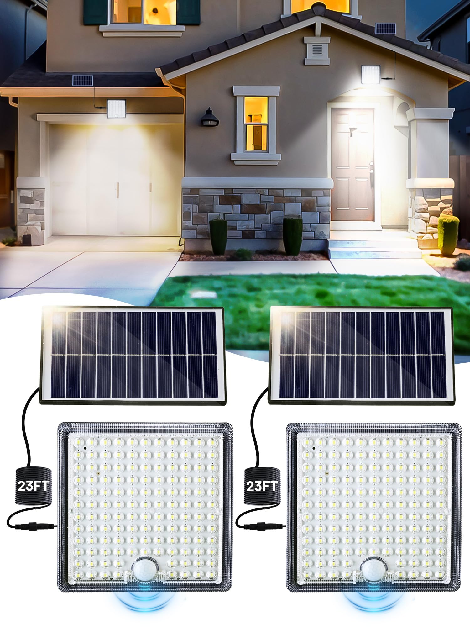 ReinHoo Solar Shed Light Solor Outside Light with 23ft Cable 5 Motion Modes Solar Flood Lights Outdoor Waterproof IP65 126 LED Lamparas Solares para Exteriores Grandes Sin Sensor de Movimiento Patio