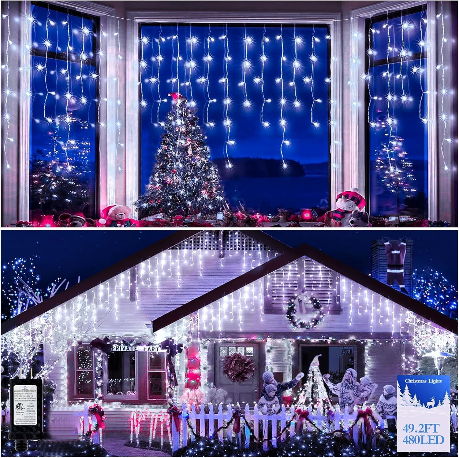 Flvoecn 480 Led Christmas Lights, 49Ft Cool White Indoor/Outdoor, Waterproof, 8 Modes, Timer, Dimmable, Model Bg-Cl3M3-306L
