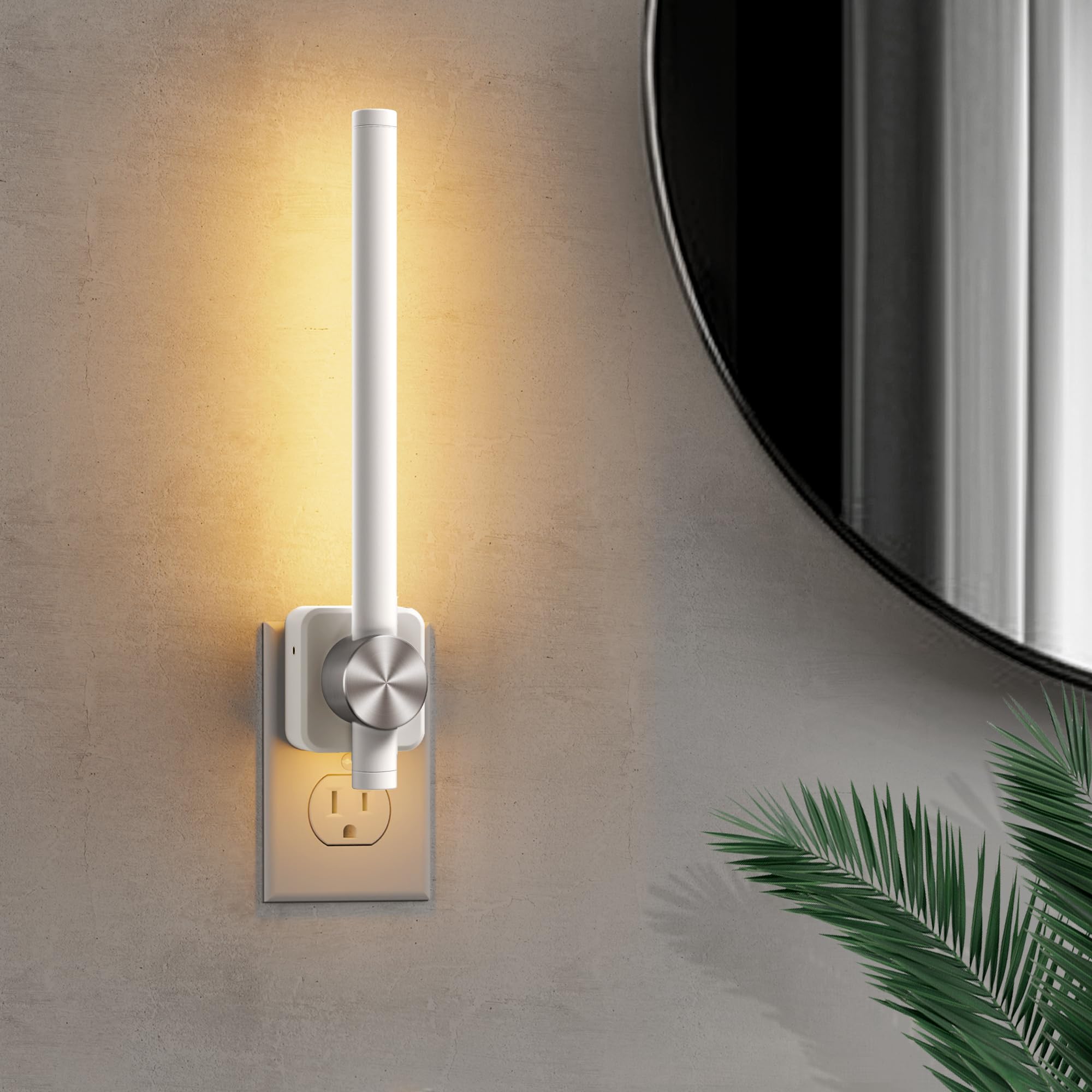 L LOHAS LED Night Light  Night Lights Plug into Wall  0-200LM Bathroom Night Light  Dusk to Dawn Sensor 2W Dimmable Nightlights  Soft White 3000K  Modern Nightlight for For Mature Userss Mirror Restroom  1 Pack