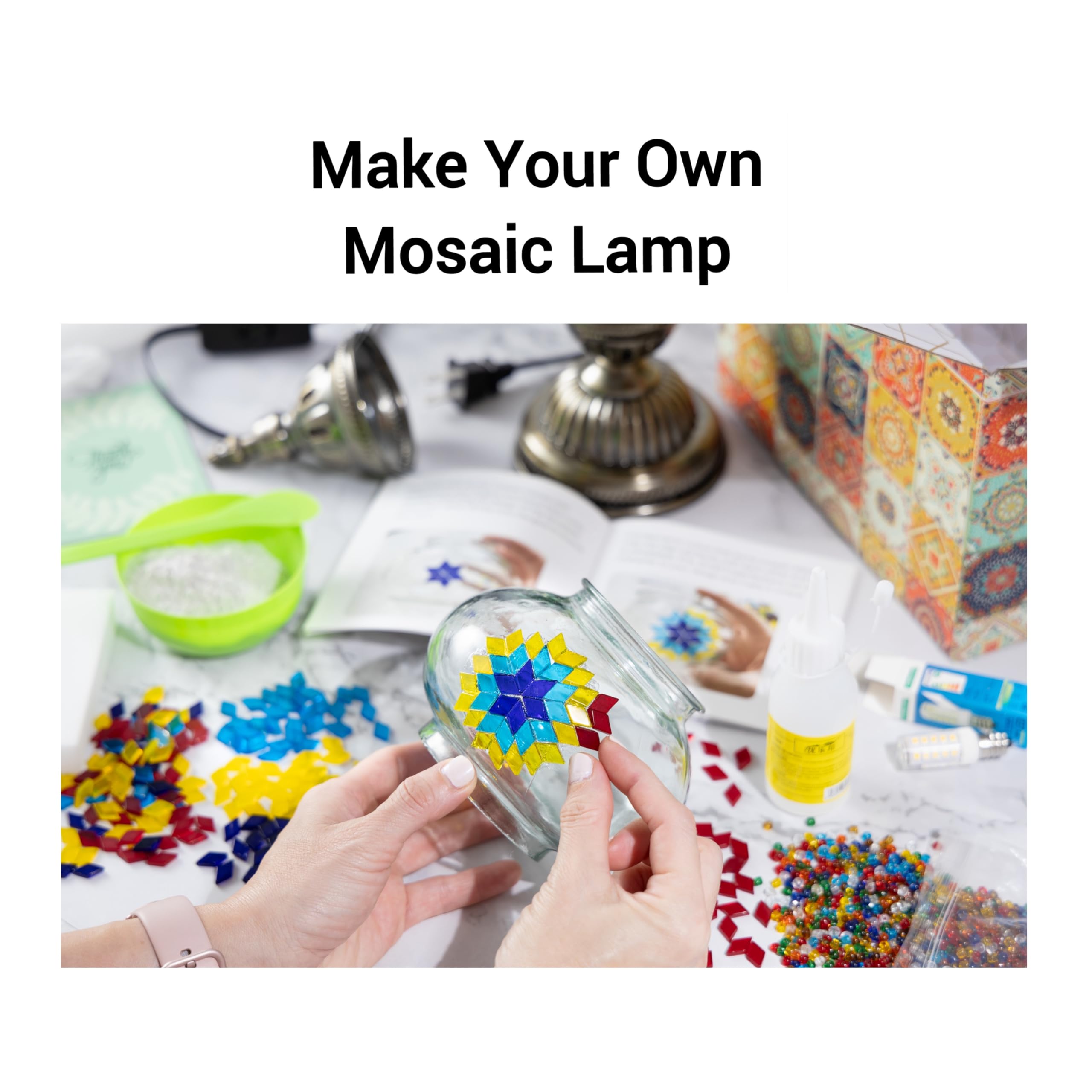 Turkish Mosaic Moon Lamp Making Kit | Diy Colorful Glass Decorative Table Desk Light | Craft Kit For Adults | Make Your Own Lamp