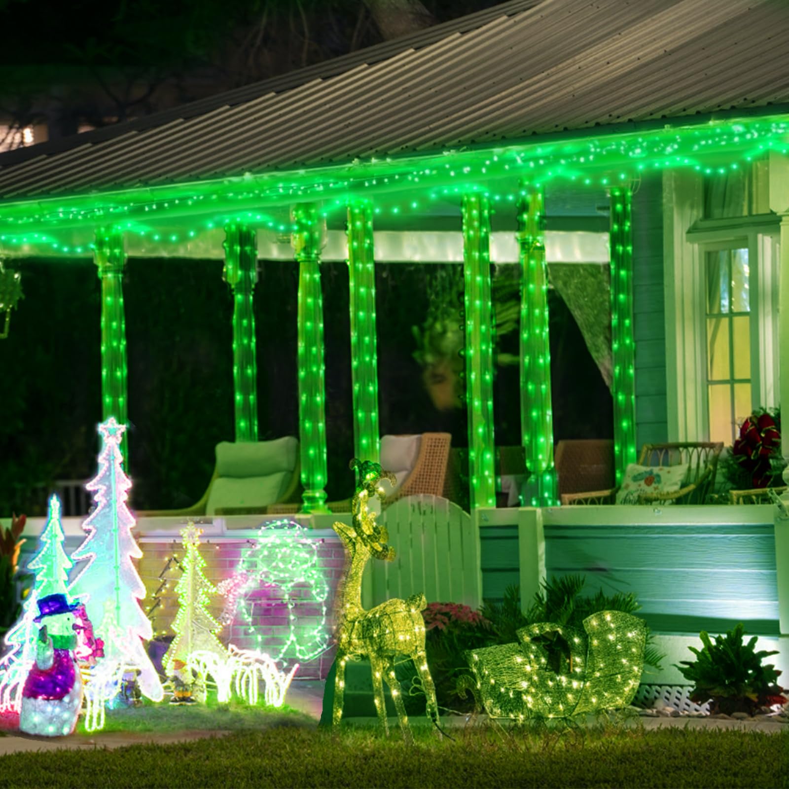 Kwaiffeo St. Patrick'S Day Decorations, 100Ft 300Led Green String Lights Outdoor Indoor, 8 Modes Connectable Lights For Christma