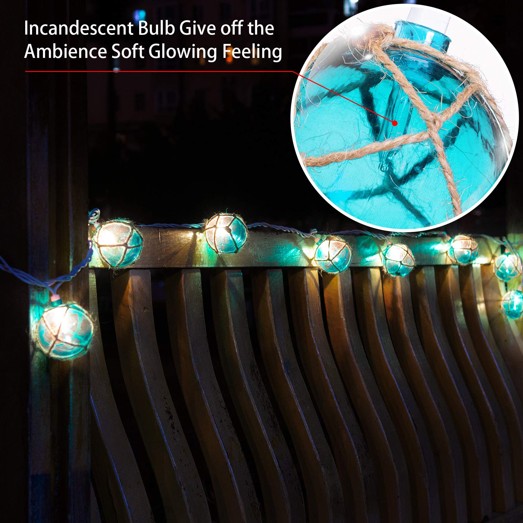 Brillarlights Nautical String Lights Set of 10, Blue Plastic Beach Decor for Ocean Theme, Fishing Fairy Lights