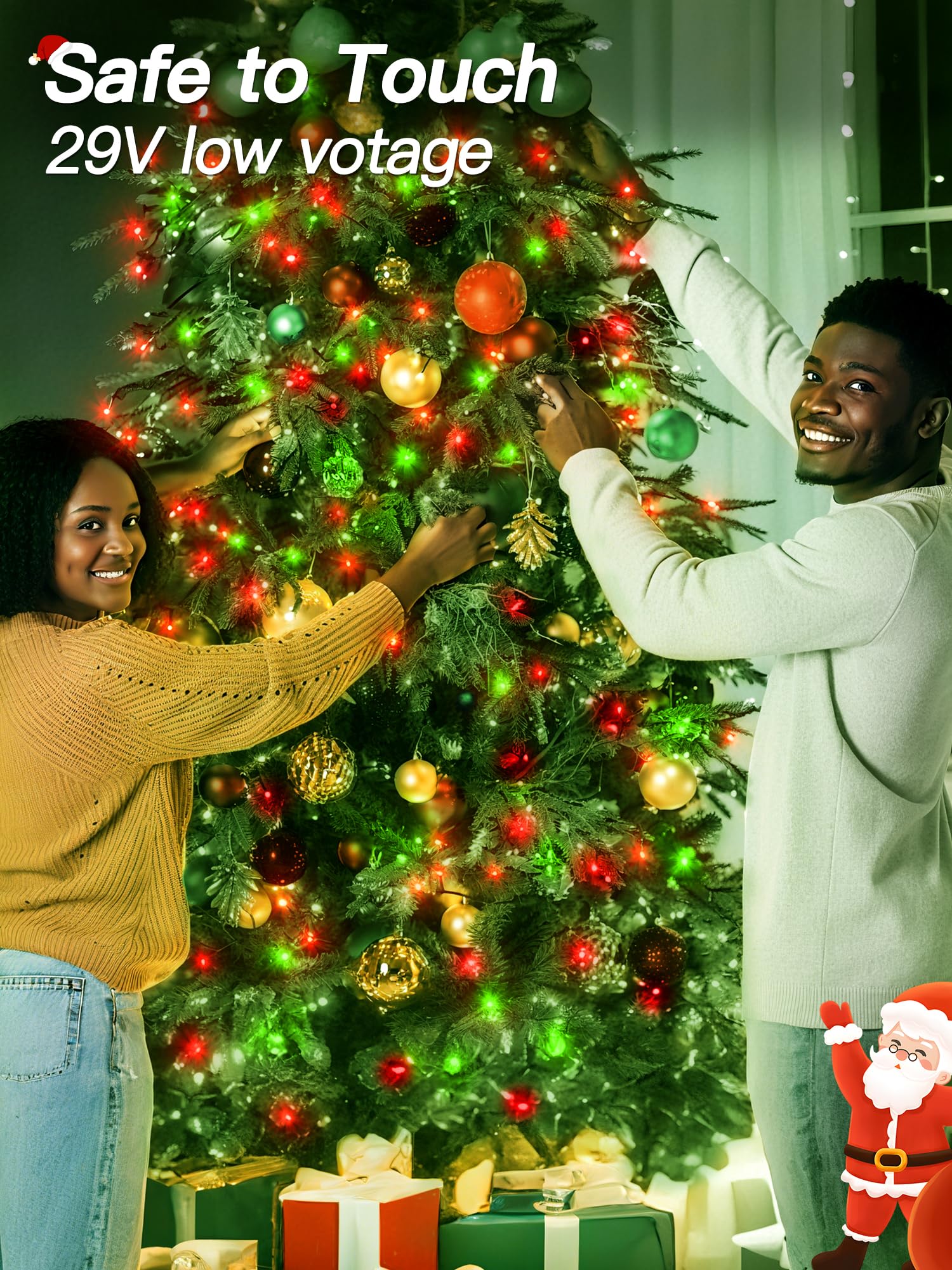 Guhope Christmas Lights 66Ft 200 Led  Christmas Tree Light With 8 Lighting Modes  Outdoor Waterproof String Lights With Remote And Timer  Fairy Light For Holiday Decor (Red And Green)