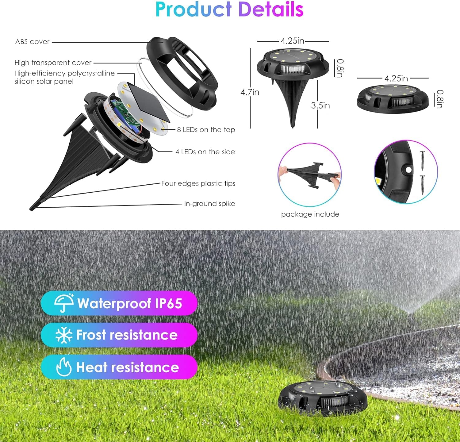 Fohil 12 Pack Solar Ground Lights Outdoor,12 Leds Solar Disk Lights Waterproof In-Ground Lights For Pathway Lawn Yard Patio Walkway Driveway Deck Garden Decor