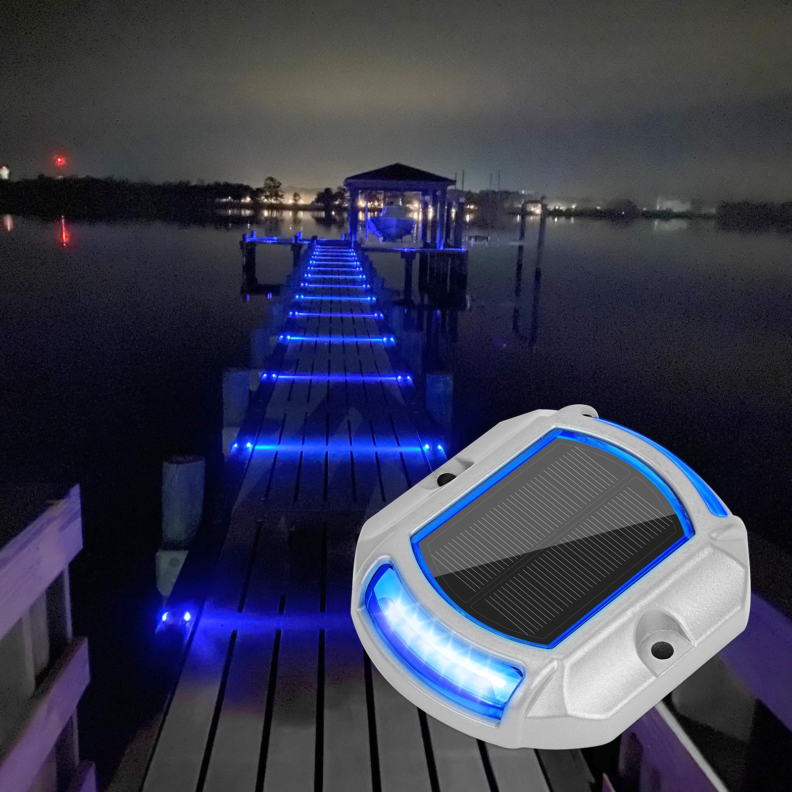 VOLISUN Solar Driveway Lights 16 Pack, LED Waterproof Outdoor Step Lights, White/Blue, Cast Aluminium, Model 21293ZM