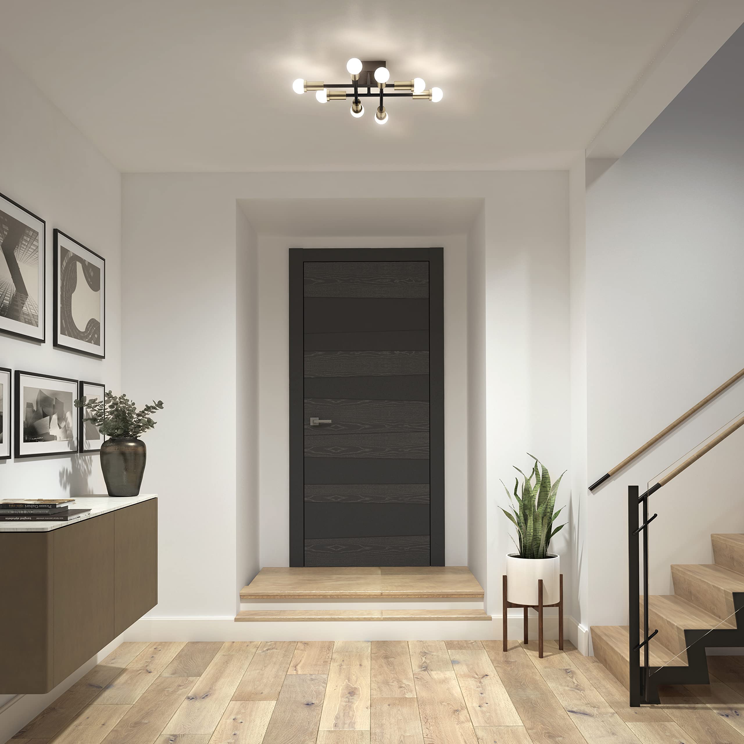 Artika Aristo 22W Led Flush Mount Light, Black & Gold, 2000 Lumens, Ideal For Home Spaces