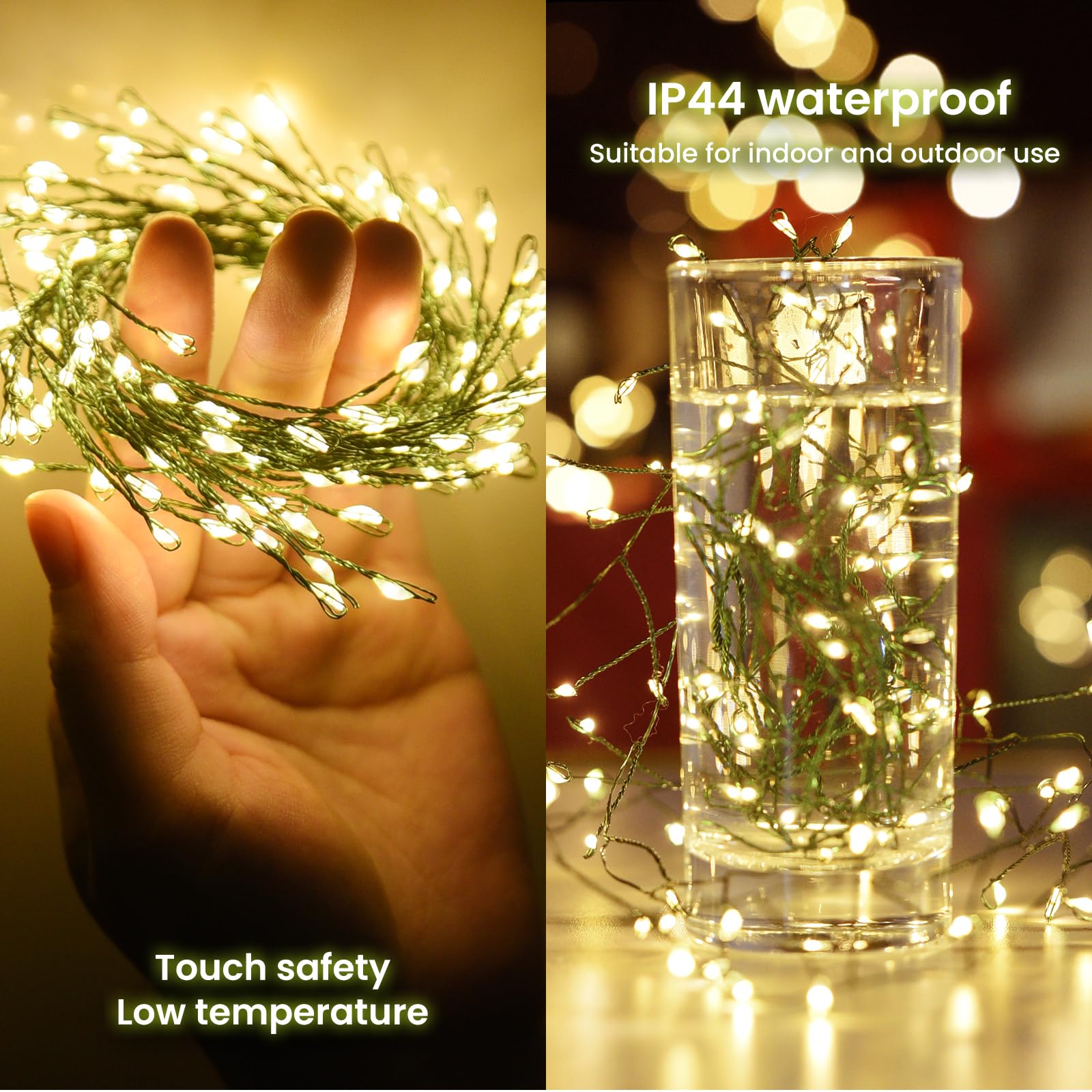 Dailyart Battery Operated Fairy Lights - 200 LED Green Waterproof String Lights with Remote & Timer for Christmas Wreaths & Outdoor Decor