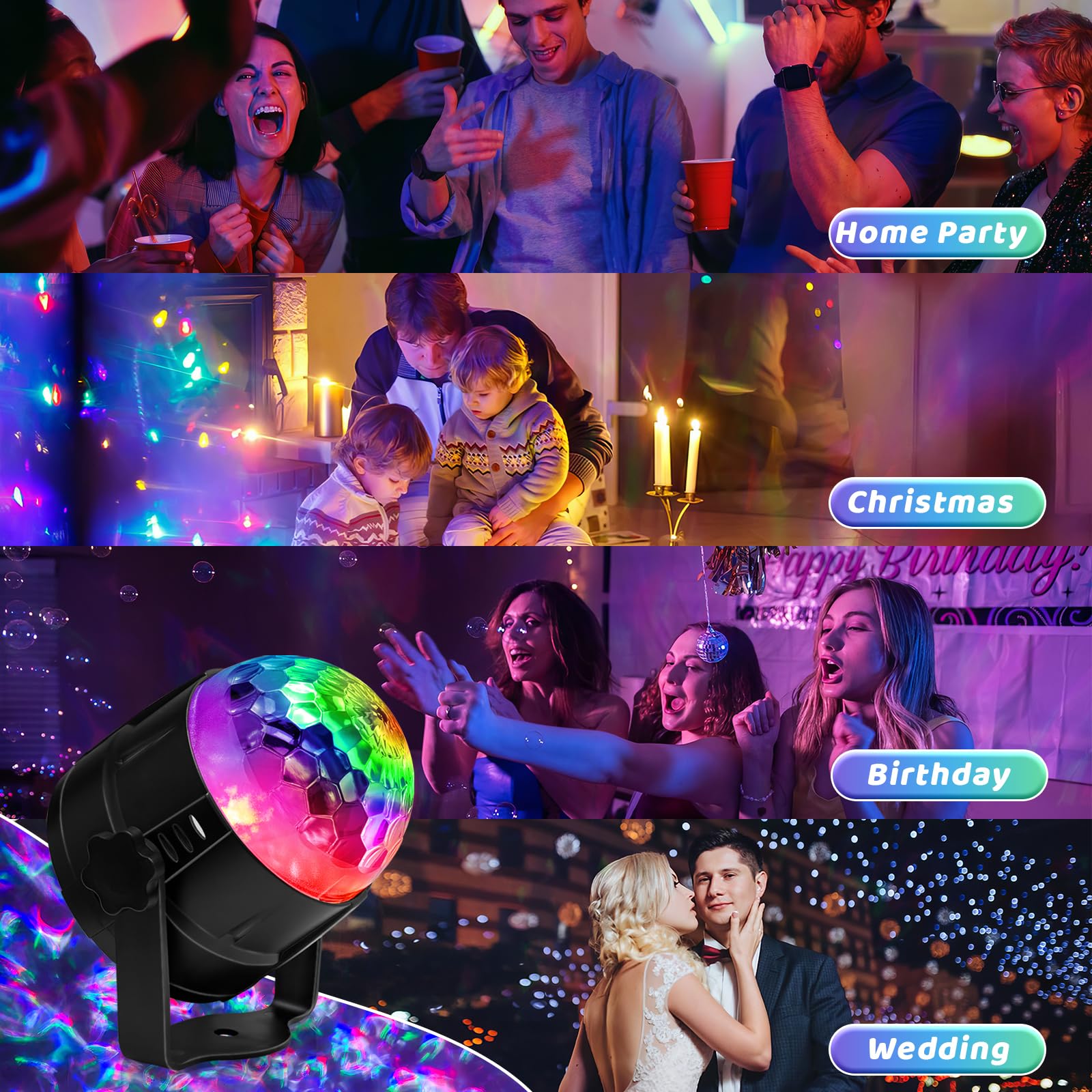 AVEKI Ocean Water Wave Disco Light Projector, 15 Modes, Sound Activated, Remote Control, Model 8541999587, Color: 15 Water Wave