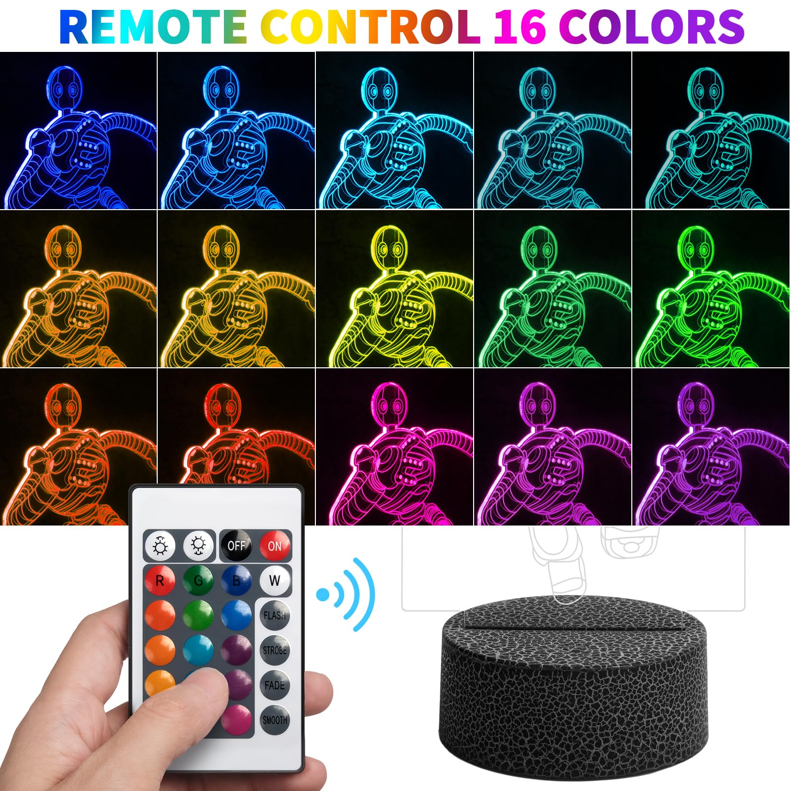 The 3D Robot Lamp Touch-Control Night Light Multi-Color Led Desk Lamp Decoration For Kids Rooms,Ideal For Christmas Gifts,Birthd