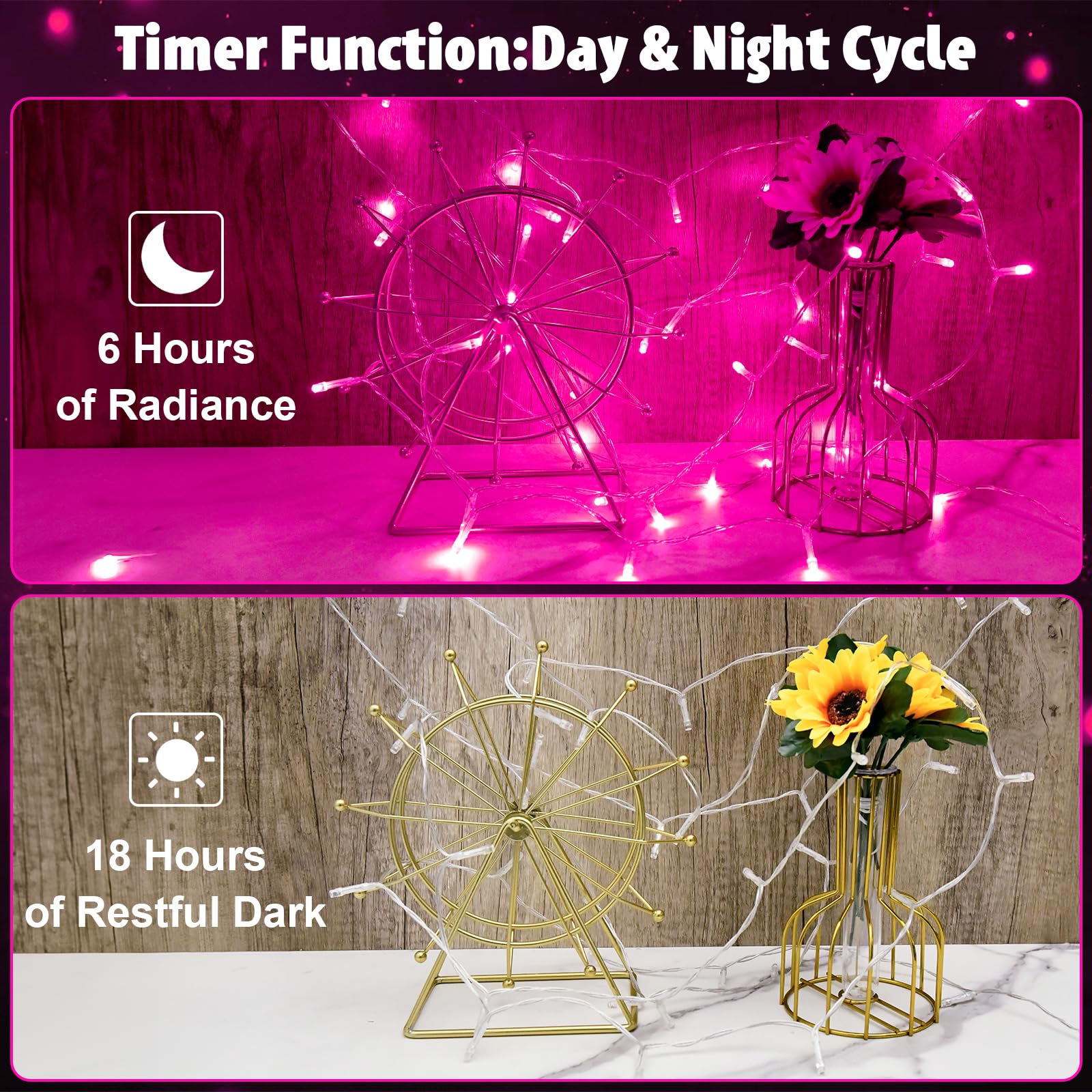cshare String Lights Outdoor 30 LED Pink Fairy Lights 9.8ft Battery Operated with Timer for Indoor & Outdoor Decorations
