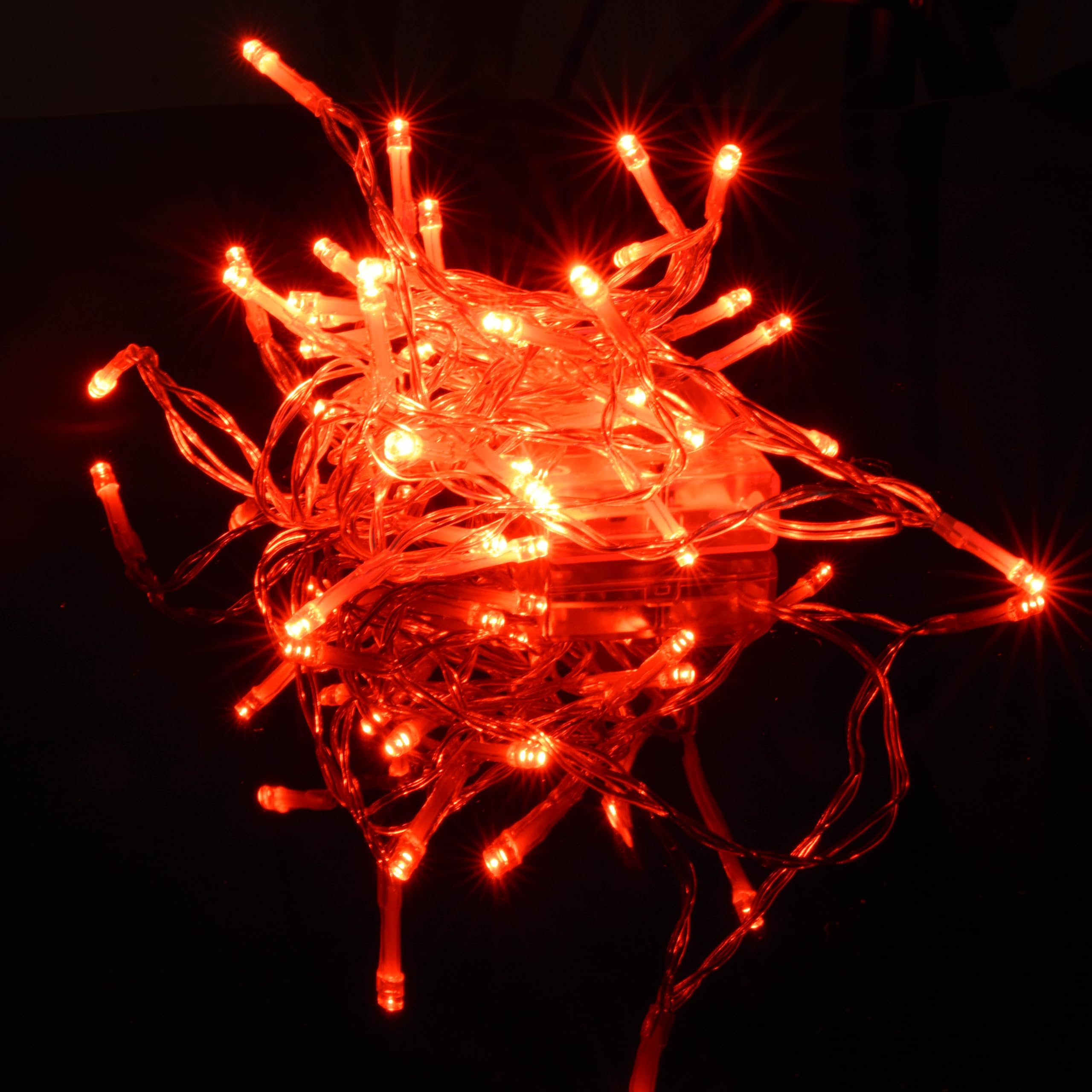 Karlling Battery Operated Christmas Lights,8 Flashing Mode 13 Ft Short Clear Wire Led Fairy Light String With Timer For Small Mini Xmas Tree And Wedding Party Indoor/Outdoor Decoration (Red, 1Pack)