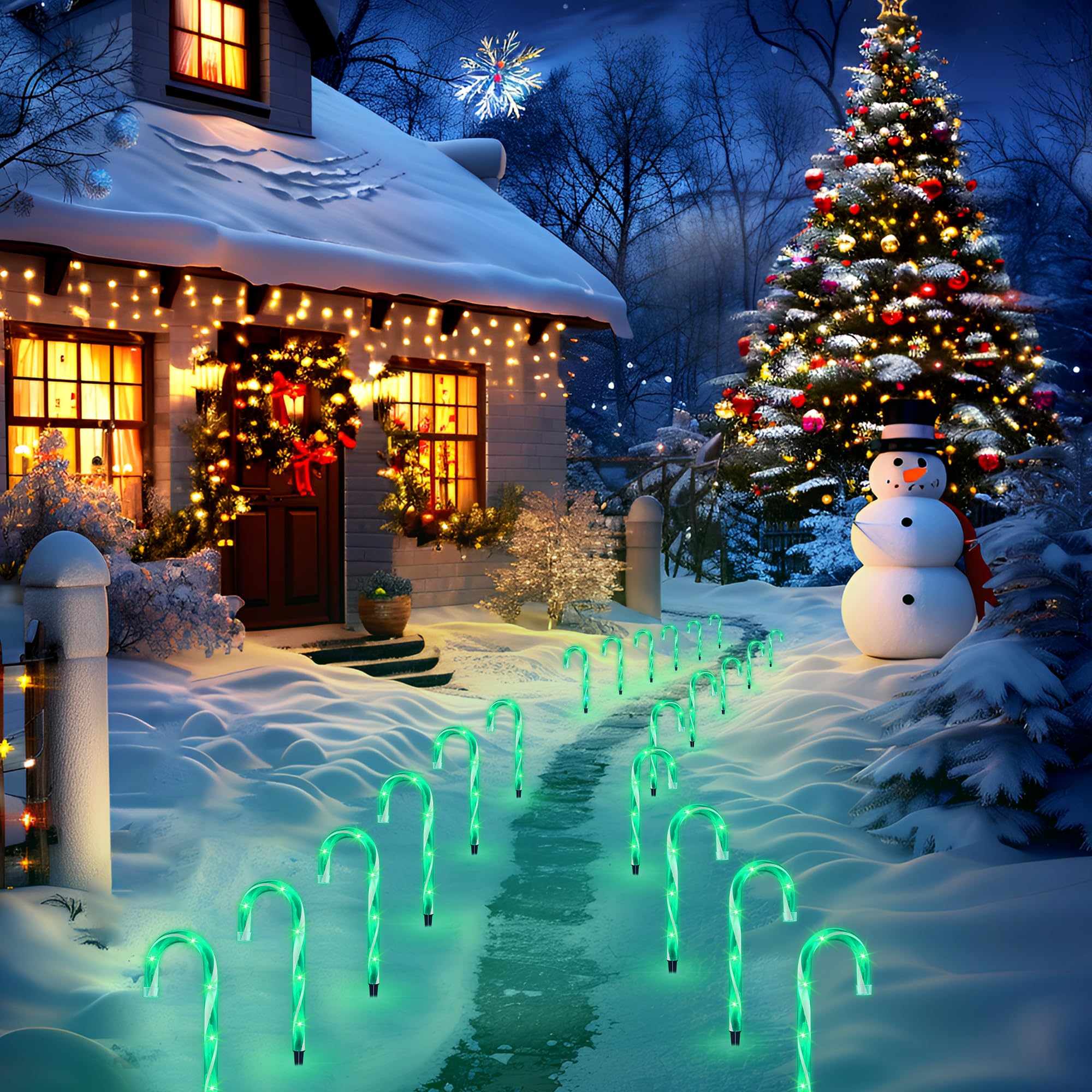 Ultimate Unicorn 10'' Christmas Candy Cane Lights (10Pcs) For Landscape Decoration, Outdoor Pathway Makers Lights, Candy Cane Wa