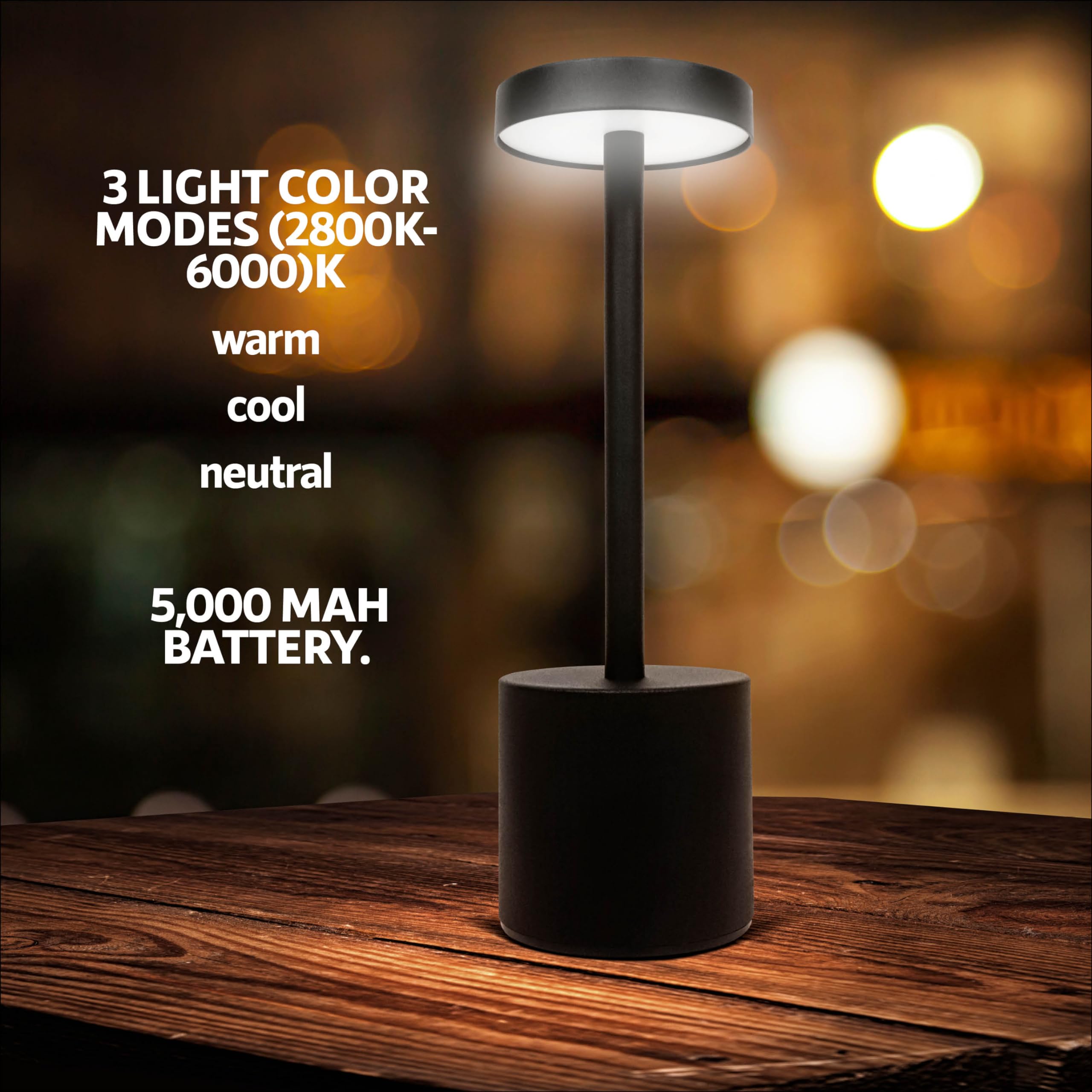 10 Pack - Black Rechargeable Cordless Table Lamps, Portable Led Desk Lamps, Dimming 5000Mah Rechargeable Battery Powered Led Lig