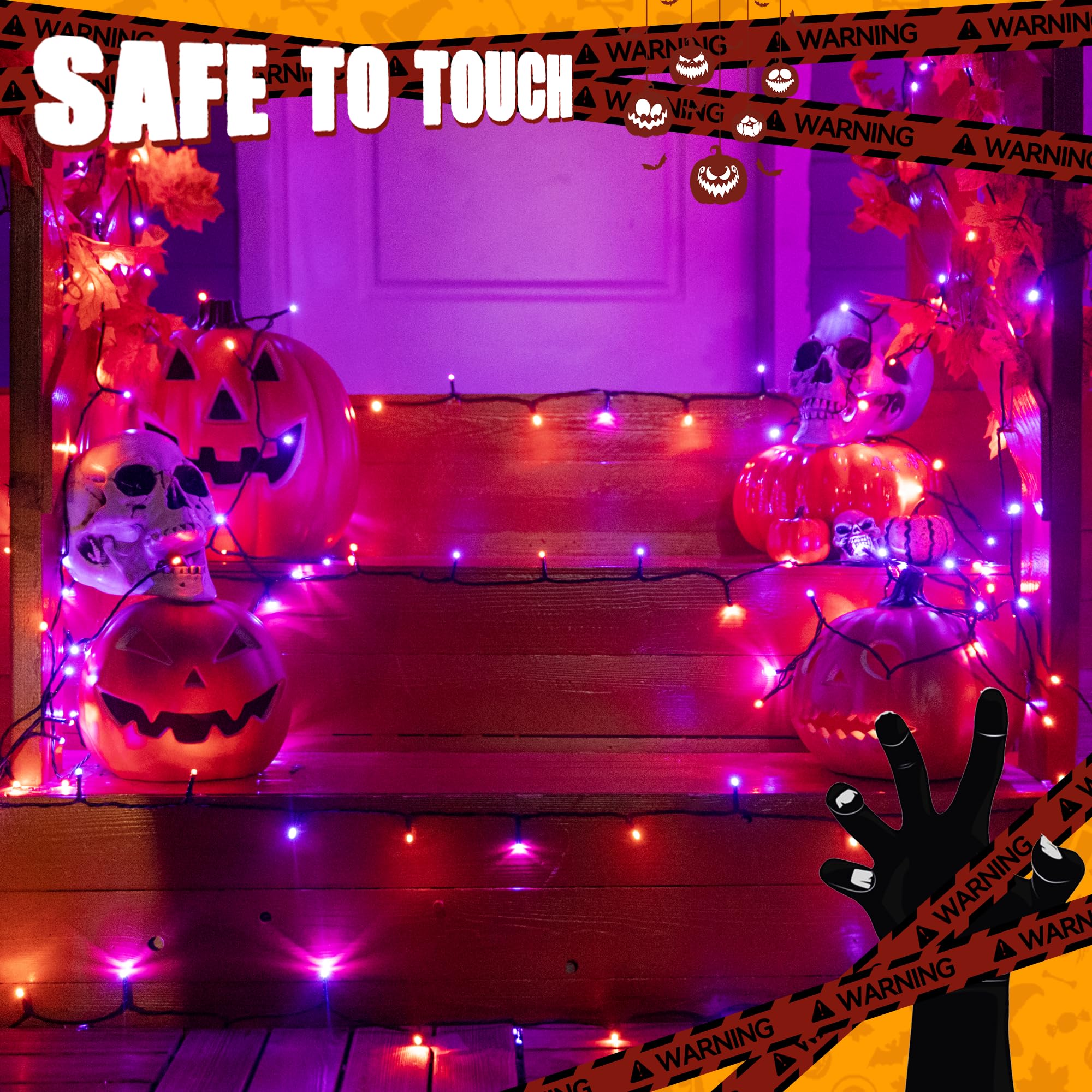 Ollny Halloween String Lights, 100 LED, 33FT, Orange and Purple, 8 Modes Timer, Indoor/Outdoor Decor, Model NYA0100H