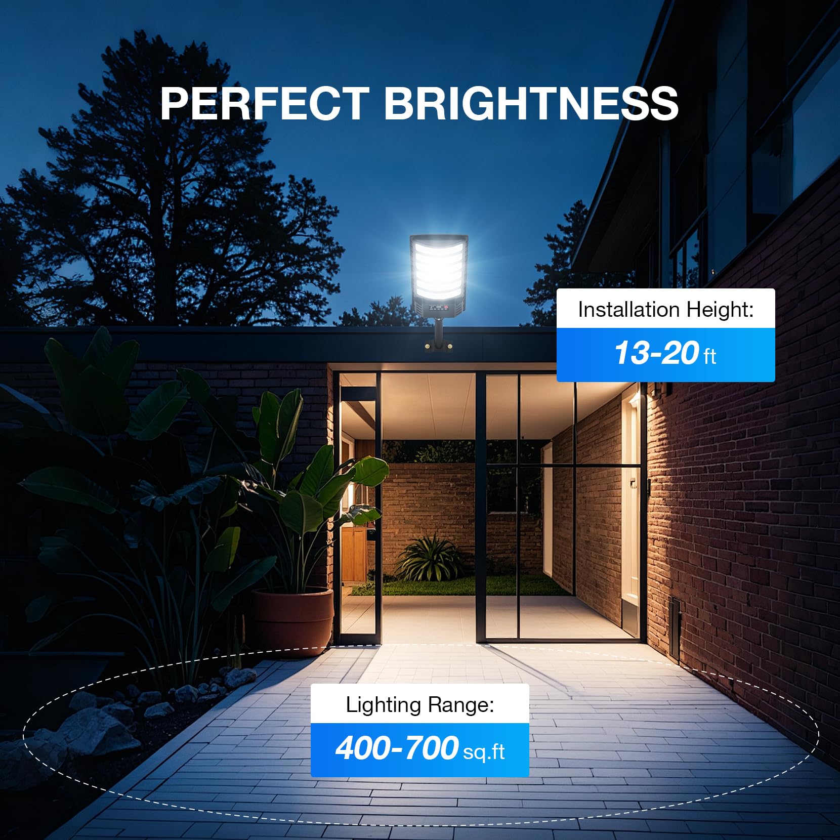 VowelsOne Solar Street Lights - 48000LM Waterproof LED Flood Light, 320° Wide Angle, Motion Sensor, Remote Control, 4 Pack, Black