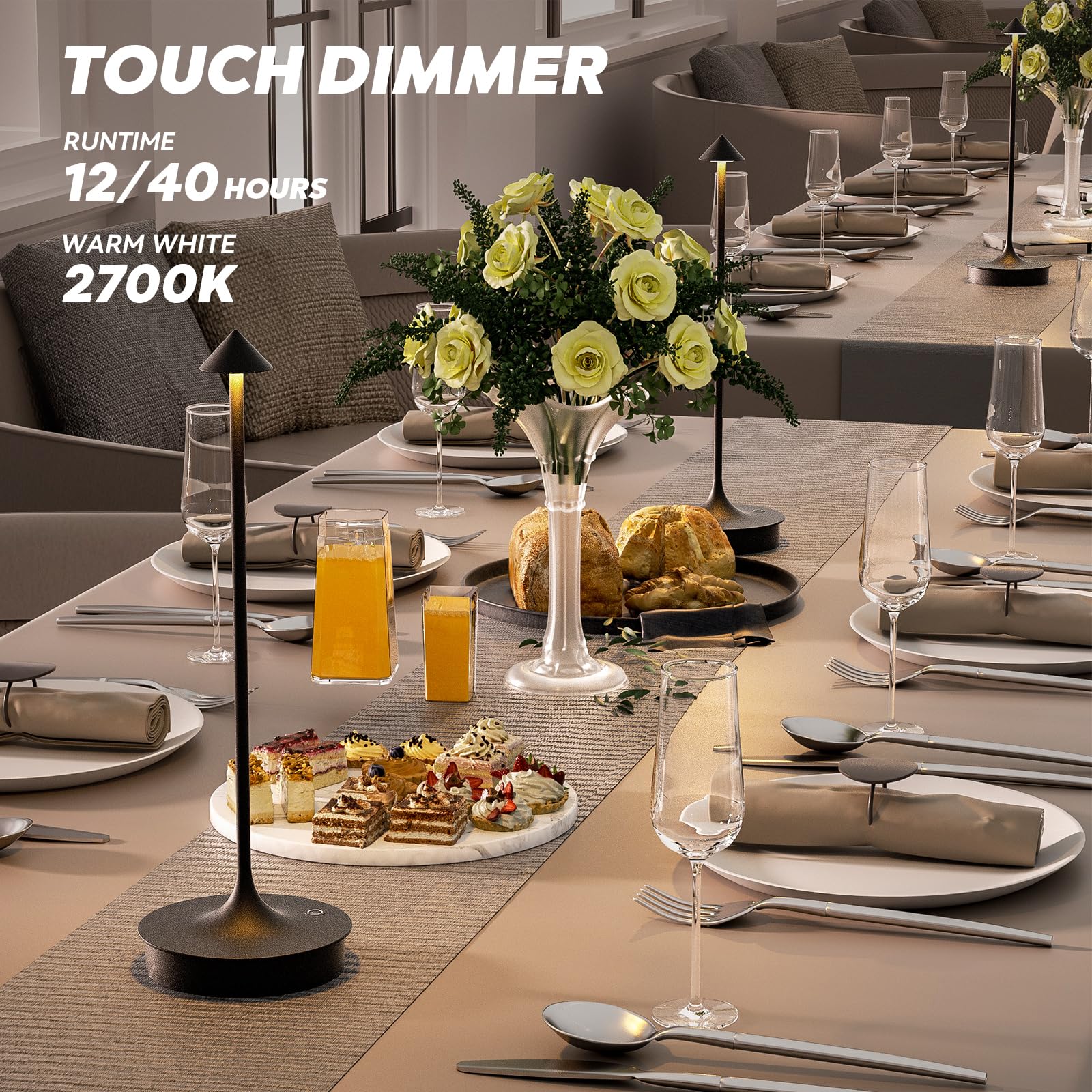 Jicai Small Cordless Table Lamp Rechargeable, Battery Operated Desk Lamp, 4000Mah Led Touch Lamp, Dimmable Portable Outdoor Wate