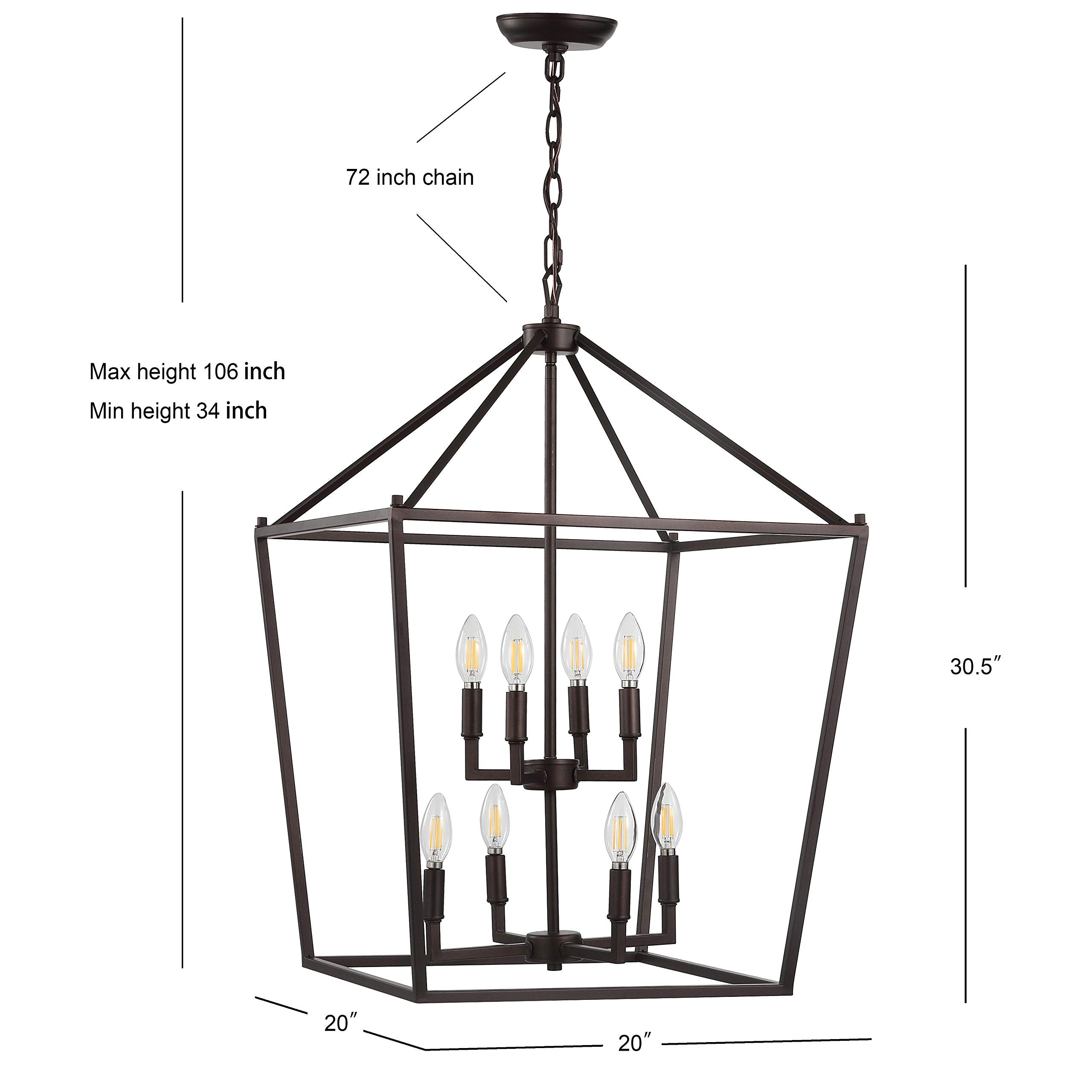 Jonathan Y Pagoda Lantern Pendant Light, Dimmable Metal, 20 In, Oil Rubbed Bronze, Model Jyl7438A, Classic Traditional Style