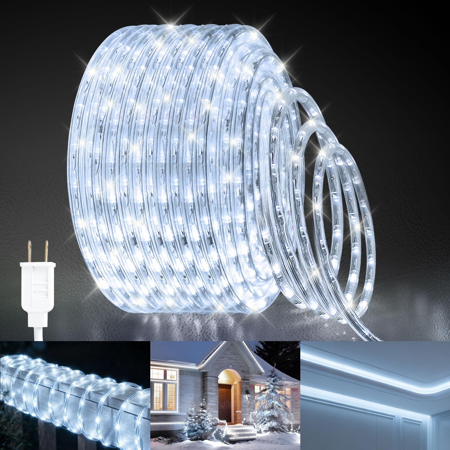 Isuerfy Dimmable Led Rope Light 12M/40Ft, Waterproof Clear Tube, 432 Warm White Leds, Flexible For Indoor/Outdoor Decor