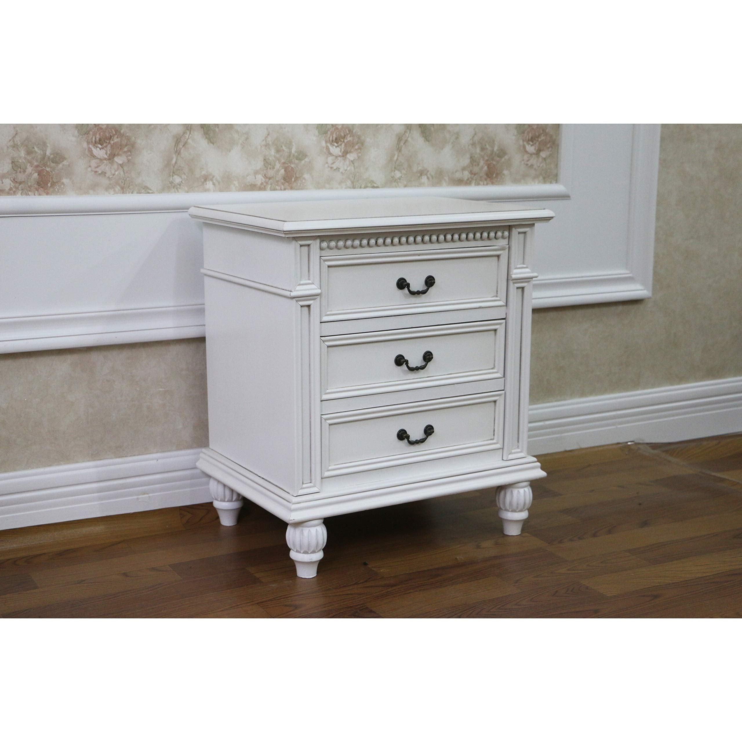 International Caravan Hand Carved Wood 3-Drawer Lamp Table