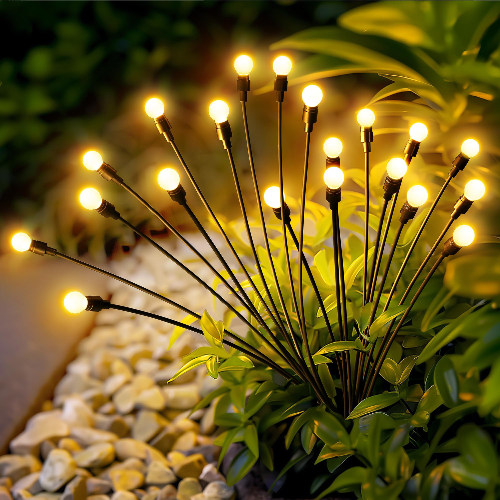 Patiopia 20 Led Solar Garden Lights, Warm White Firefly Lights For Outdoor Decoration (2 Pack)