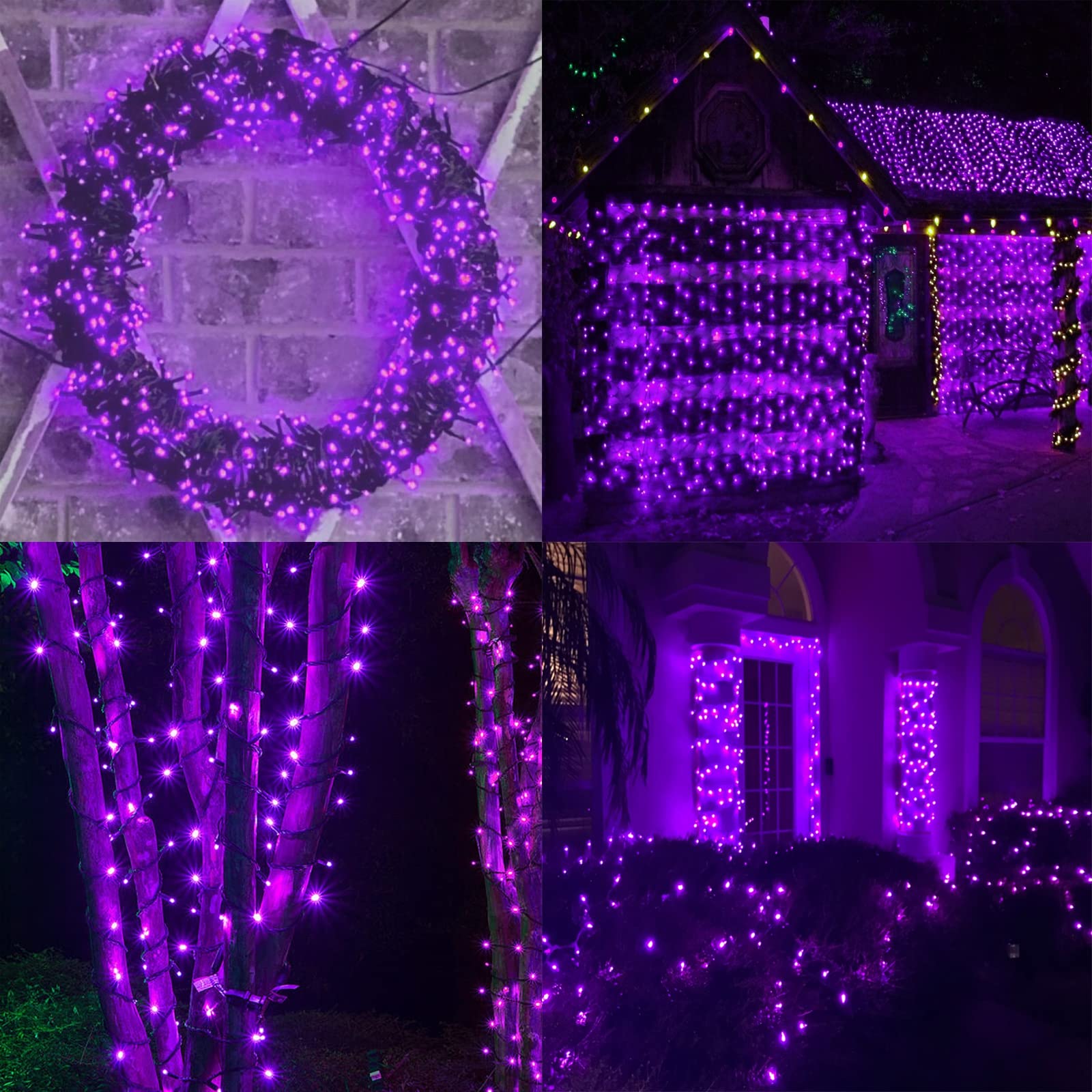 YIQU 200 LED Purple Halloween String Lights, 82FT, 8 Lighting Modes, Indoor/Outdoor Decorations for Parties, Gardens, and Bedrooms
