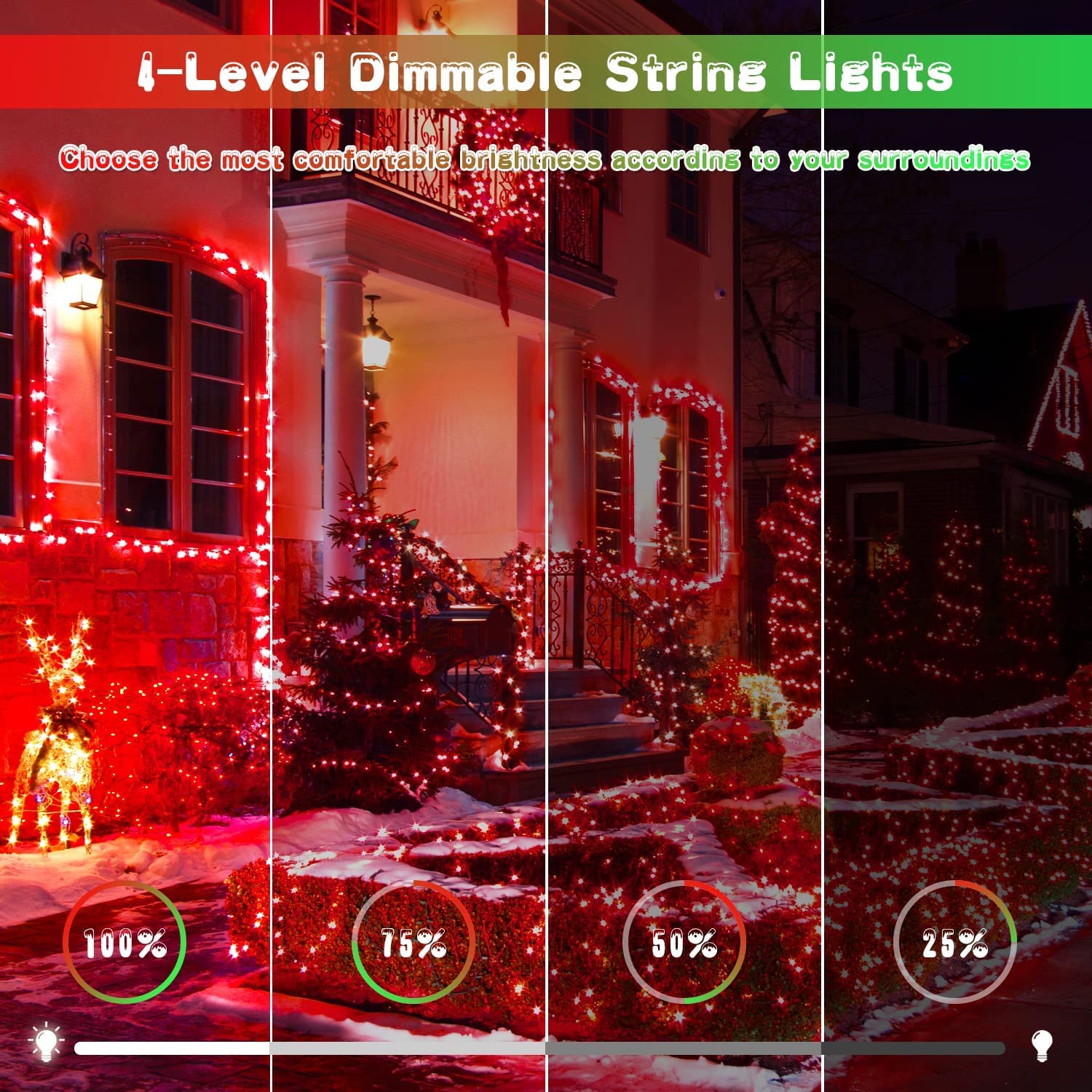 Jmexsuss 200 Led Christmas String Lights For Halloween Decor, Red & Green Christmas Lights Clear Wire, 11 Modes Connectable Twin