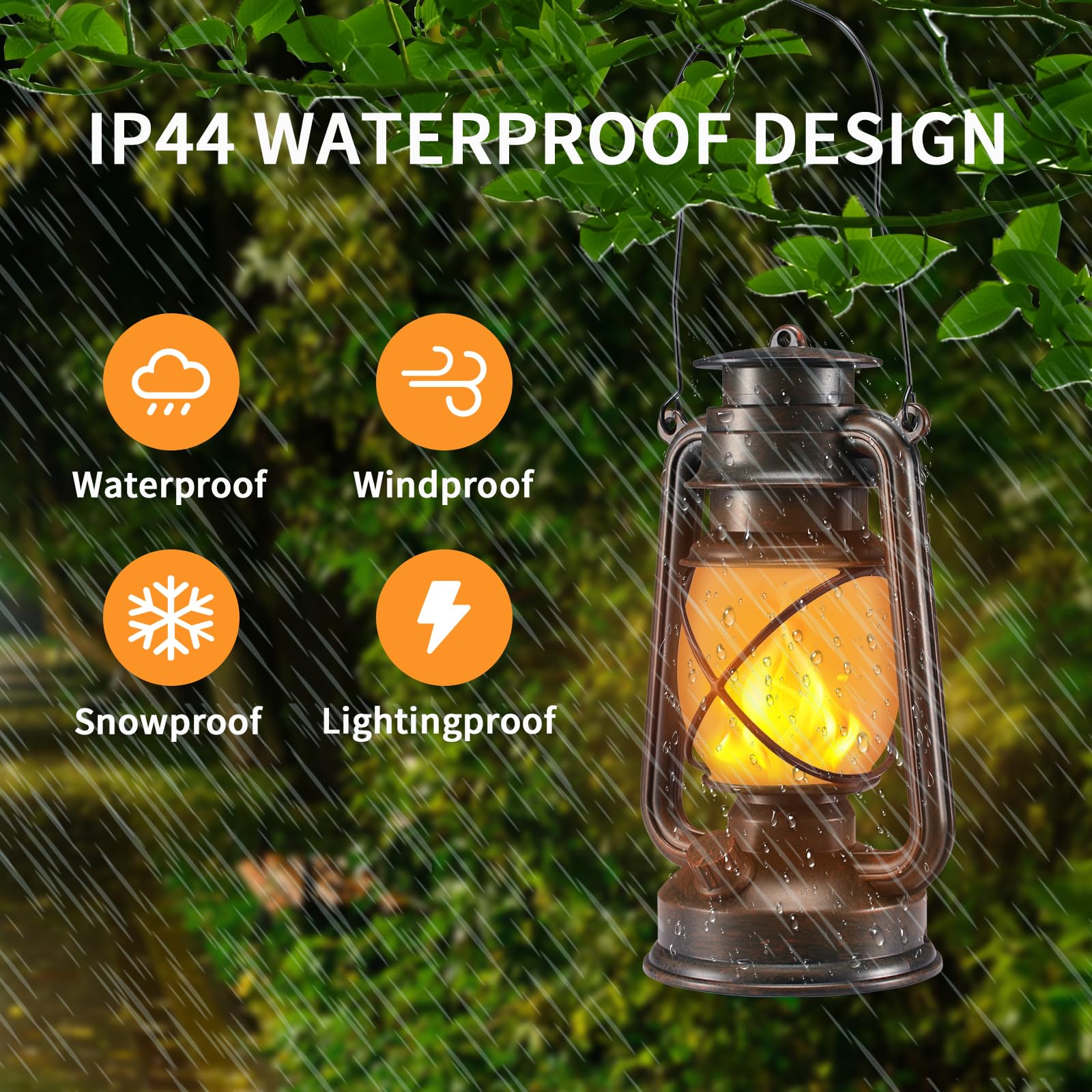 Marlrin Vintage Led Outdoor Lanterns - Waterproof, Remote Control, Dancing Flame - 2 Pack