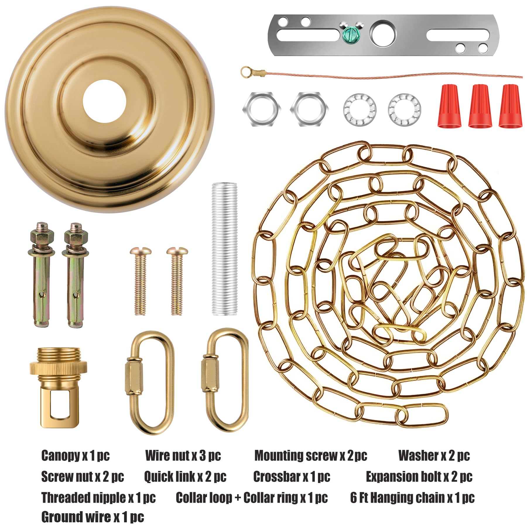 MAYOMAJO Light Canopy Kit, 5-5/16 Inch Canopy + 6 Ft Hanging Chain, Heavy Duty, Brass, Model MY-230929