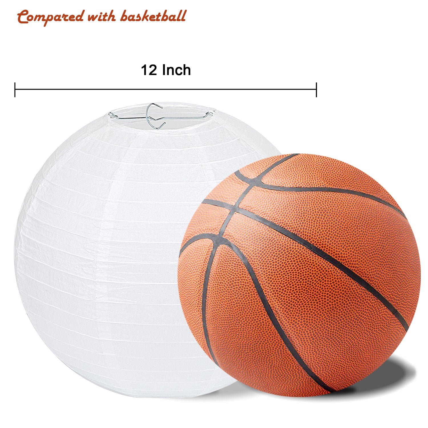LURICO 12 Inch White Paper Lanterns - 10 Pack Round Hanging Ball Lamps for Parties, Weddings, Home Decor - Model WPL-003