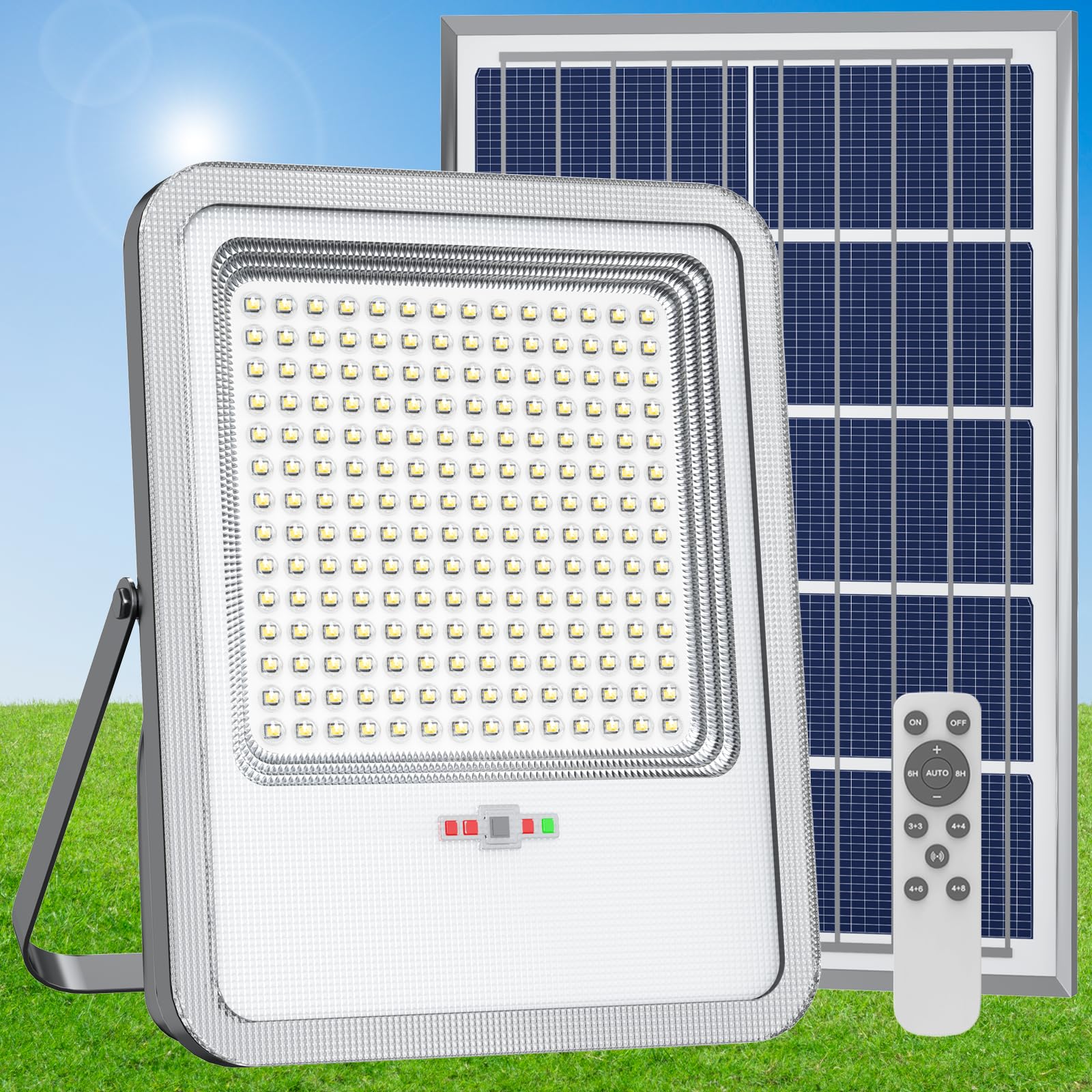 TENKOO Solar Street Flood Lights Outdoor 2000W Solar Parking Lot Lights Dusk to Dawn 150000LM Street Lights IP67 Waterproof Secu