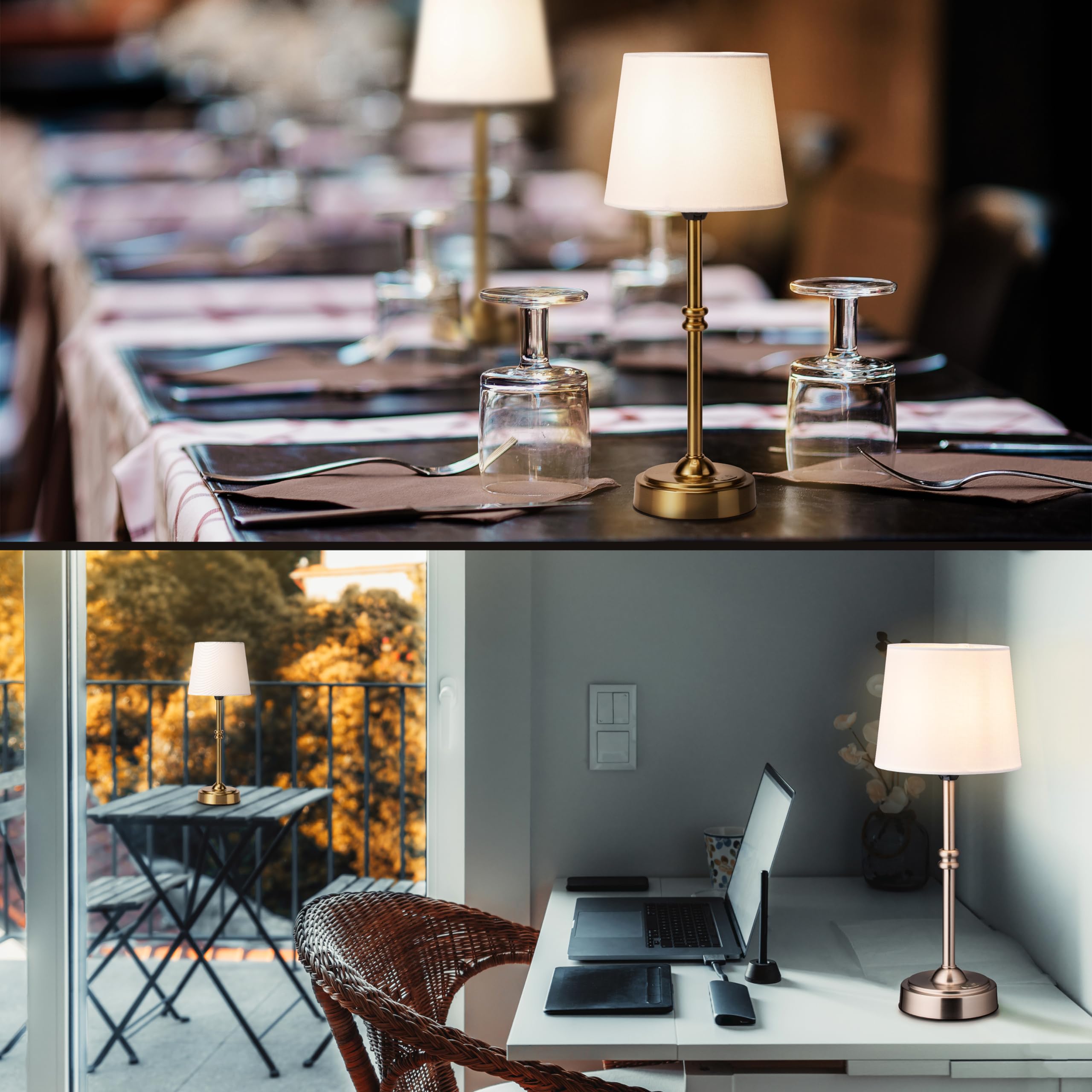 O'Bright Cordless LED Table Lamp, Dimmer & Rechargeable Battery, 3-Level Brightness, Brushed Nickel, Model OB-TL19B