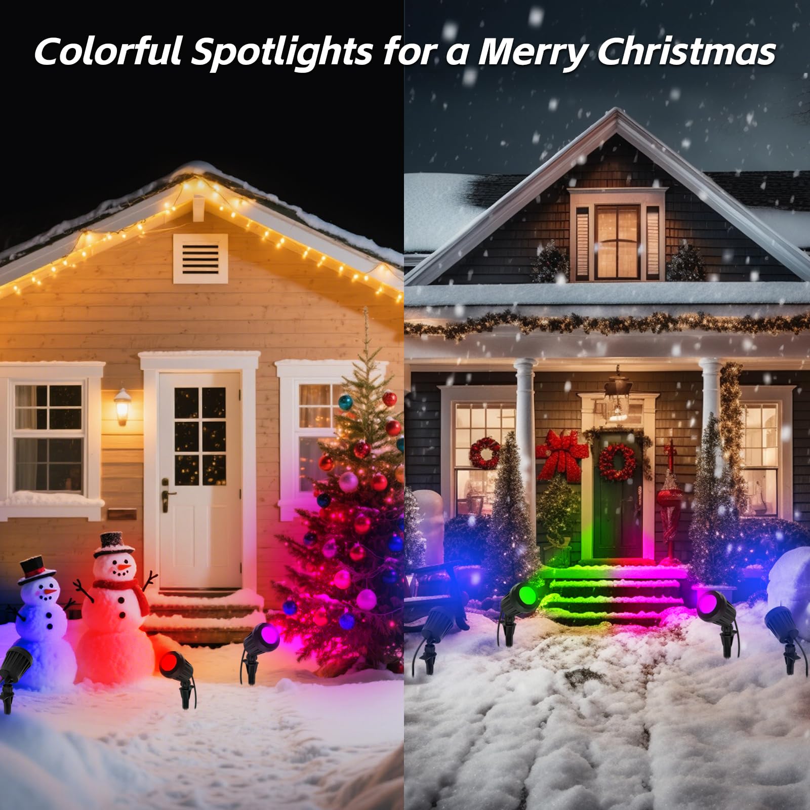 Holeva Halloween & Christmas Outdoor Spotlight  6500K Cool White Led Landscape Lighting With 4 Lenses (Rgb Purple)  Ip67 Waterproof  120V Plug-In For Yard  Garden Tree Holiday Decor(1 Pack  Black)