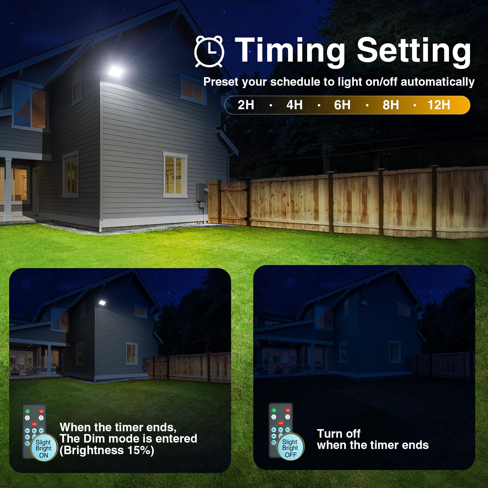 Onforu 200W Dusk To Dawn Led Outdoor Flood Light With Timer, Adjustable Brightness Up To 18000Lm, Ip66 Waterproof Security Light