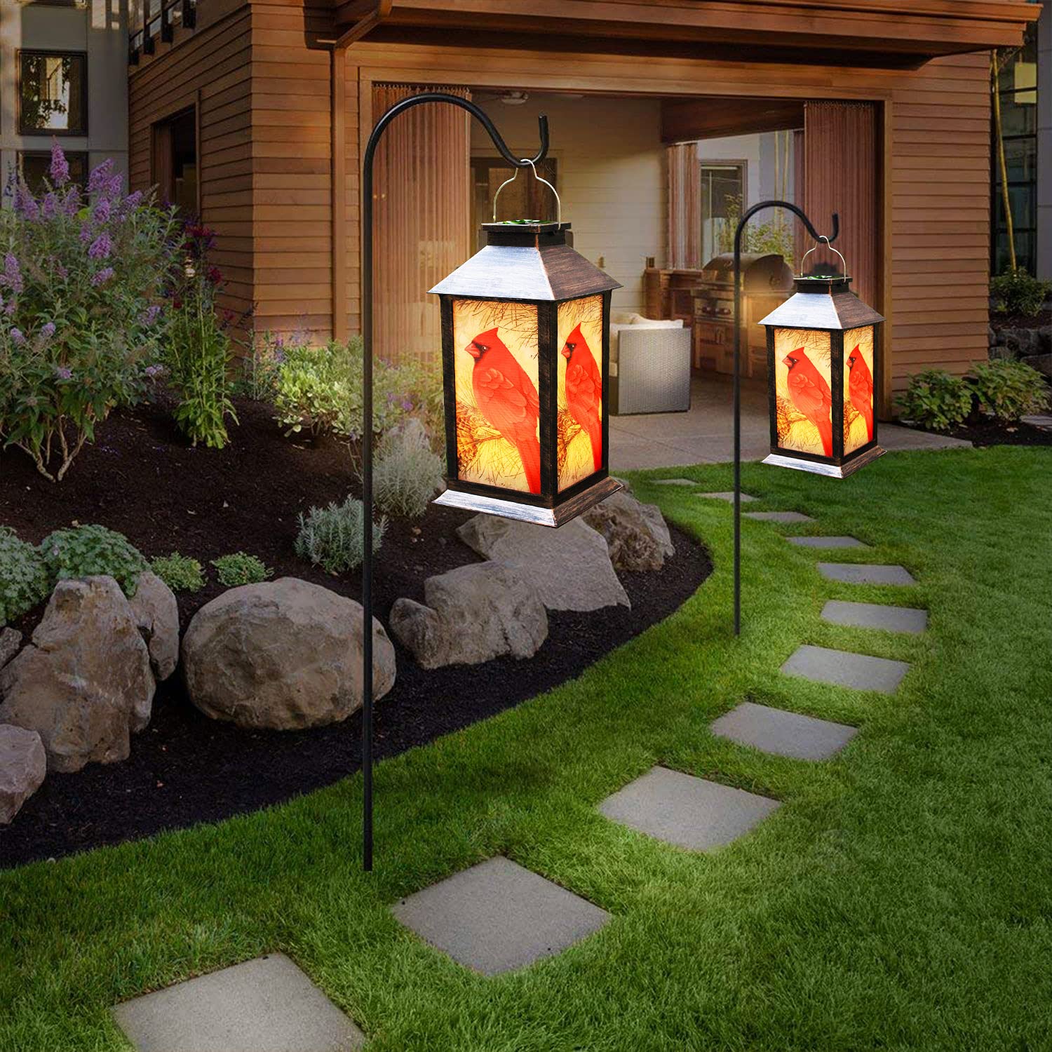 EiGreen Solar Lantern - Waterproof LED Hanging Light for Outdoor Patio, Red Bird, 1 Pack, Model a-005