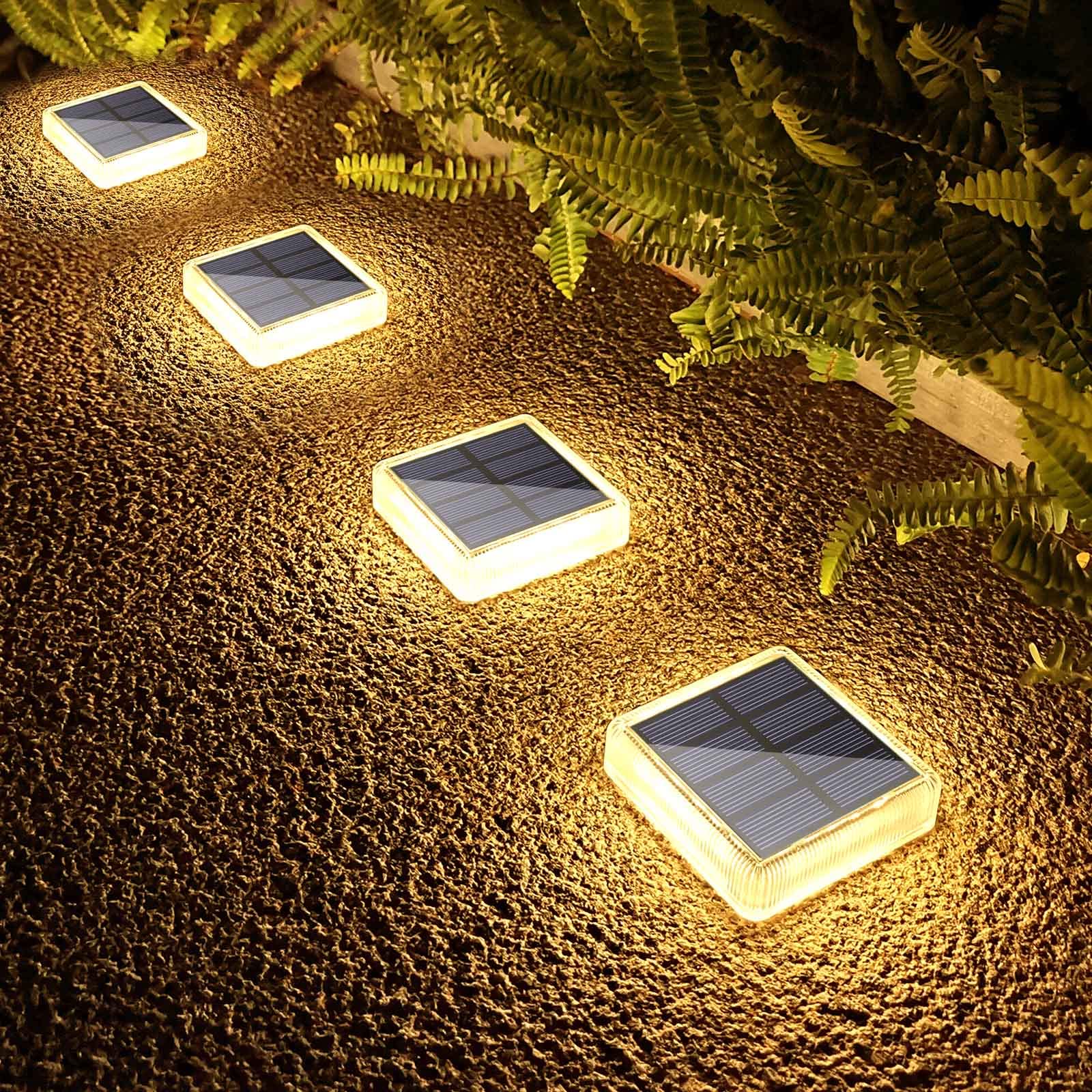 Lacasa Solar Deck Lights, 4 Pack 30LM LED Dock Lights Warm White 2700K, Outdoor Solar Powered Step Lights Light up All Night IP6