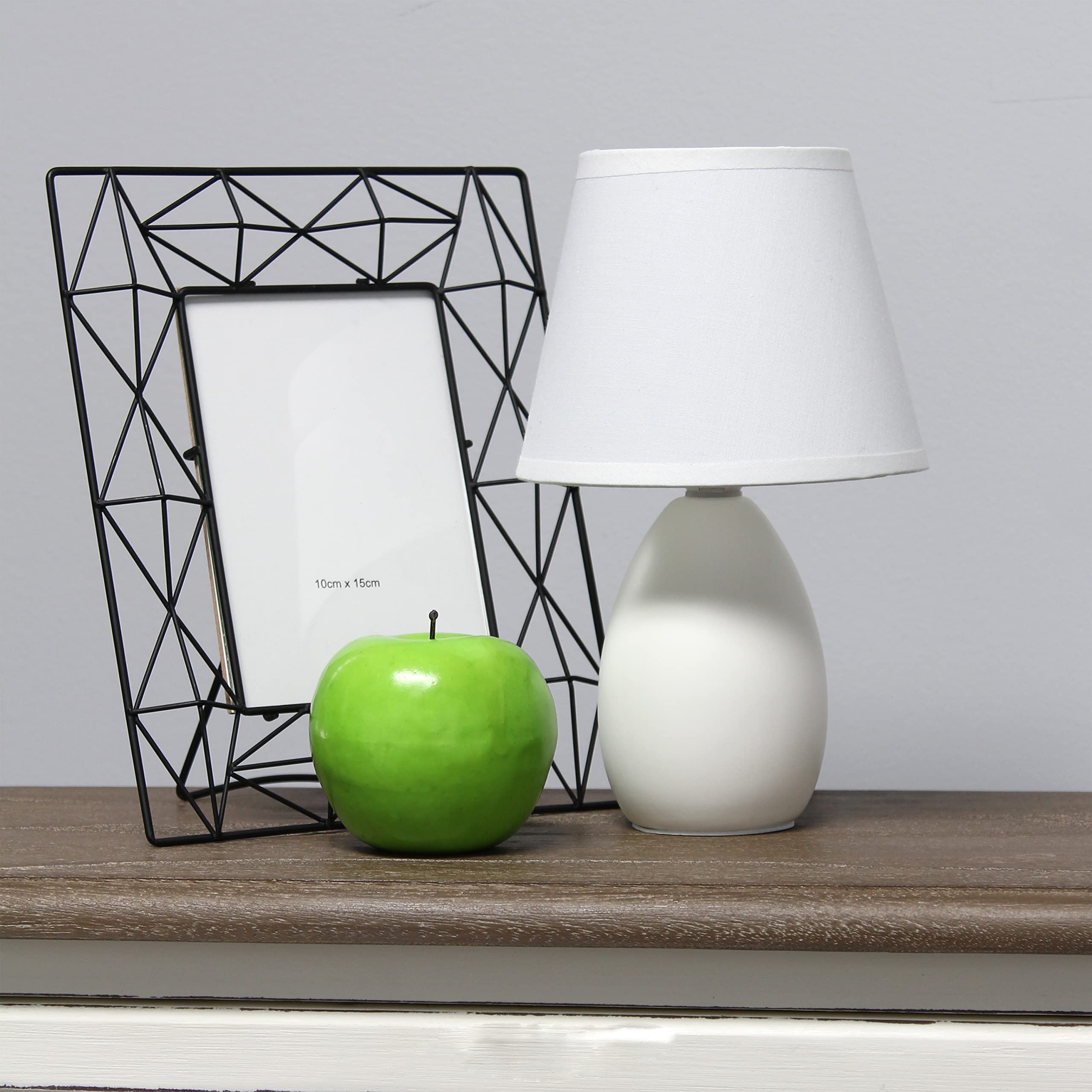 Simple Designs Lt2009-Off Mini Egg Oval Ceramic Table Desk Lamp, Off White , 5.51 X 5.51 X 9.45