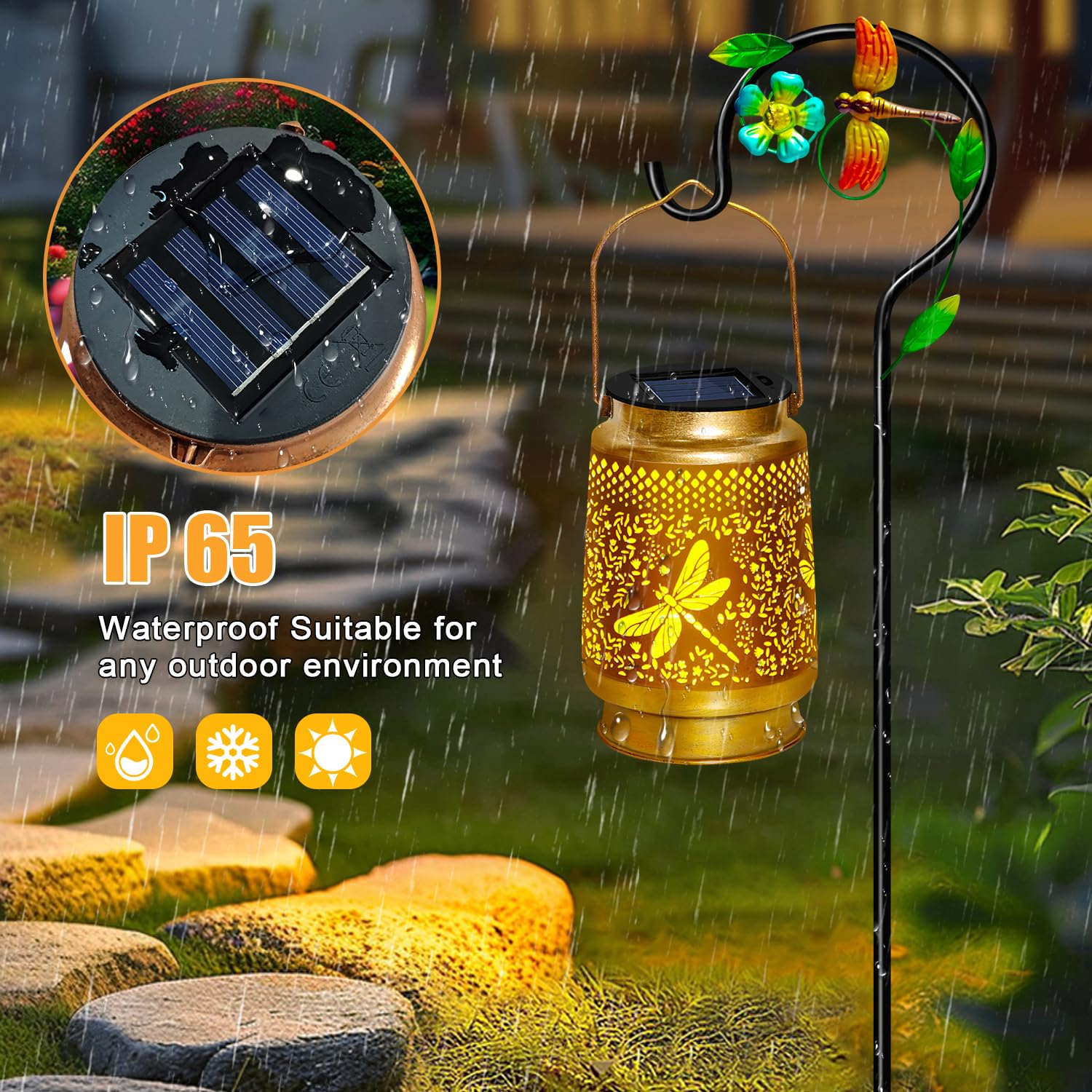 2 Pack Solar Lanterns Outdoor Waterproof,Dragonfly Solar Lights Garden Decor Gifts For Mom Women Grandma Decoration Outside For