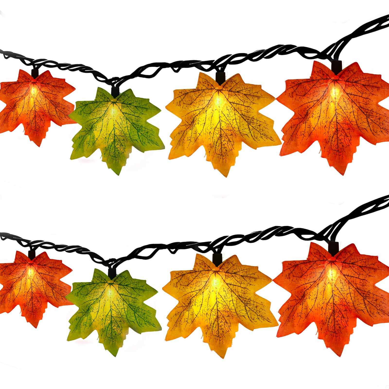 Doratale Maple Leaf String Lights Thanksgiving Decorations  Fall Garland Lights String With 35 Led Orange Yellow Green Lights For Connectable Display Indoor Outdoor Fall Decor Halloween Decorations