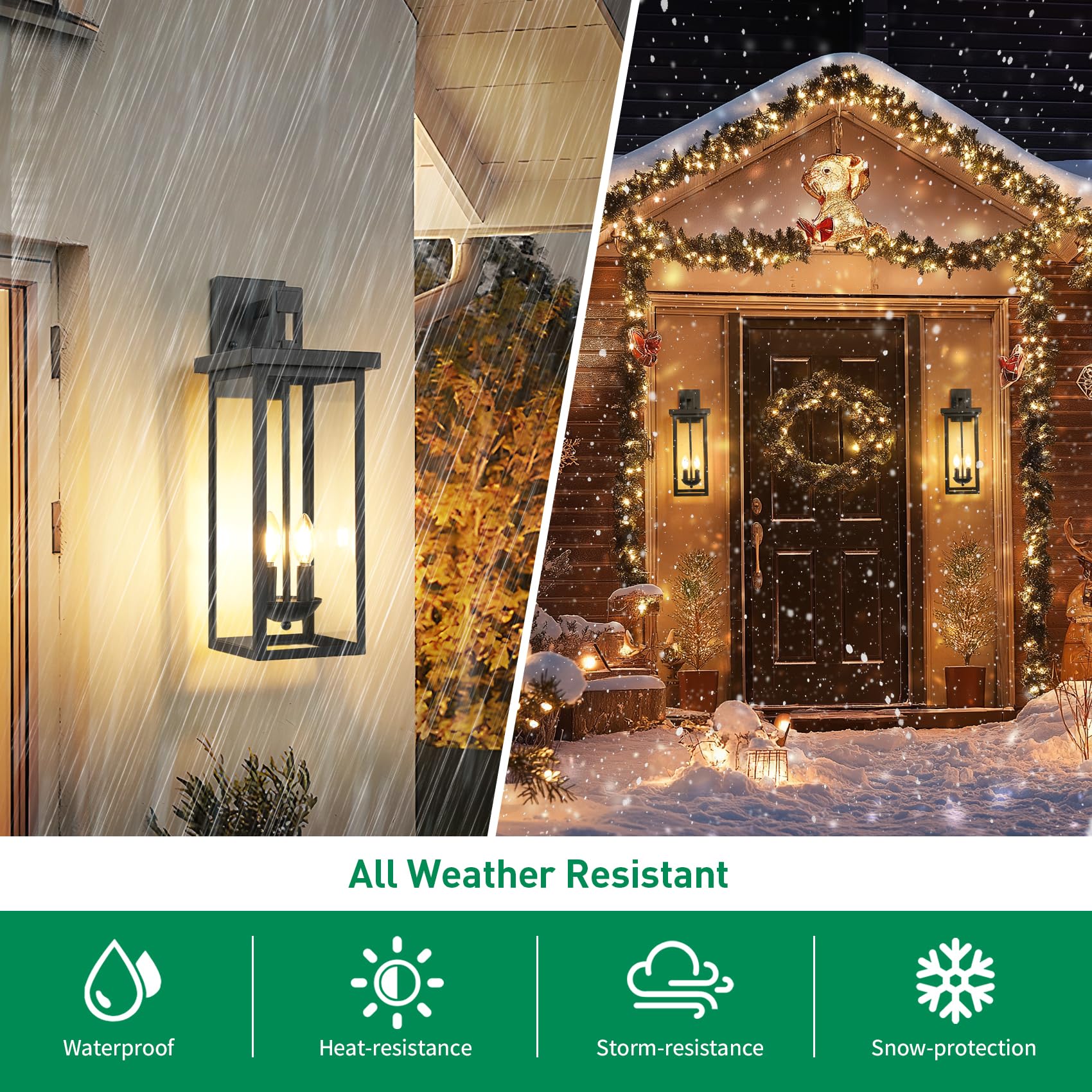 Zsmaiku 22 Inch Large Black Outdoor Wall Lights Exterior Lighting Fixtures Outside Lights For House Front Porch Light Waterproof Outdoor Wall Sconce Light Carriage Exterior Lights E12 Base*2
