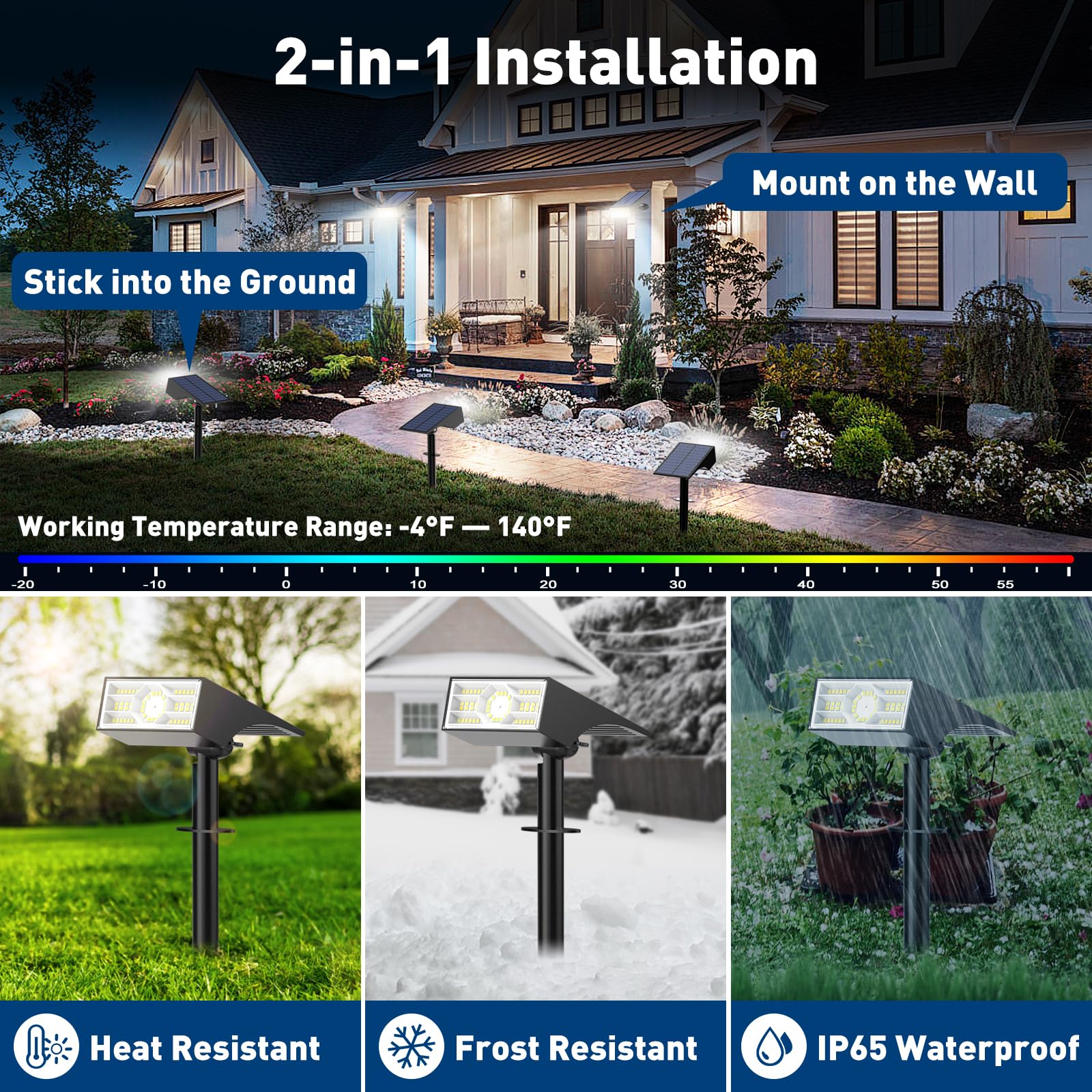 Katipeal Solar Spot Lights, 6 Pack, 56 LED, Waterproof IP68, 4 Lighting Modes, Cool White