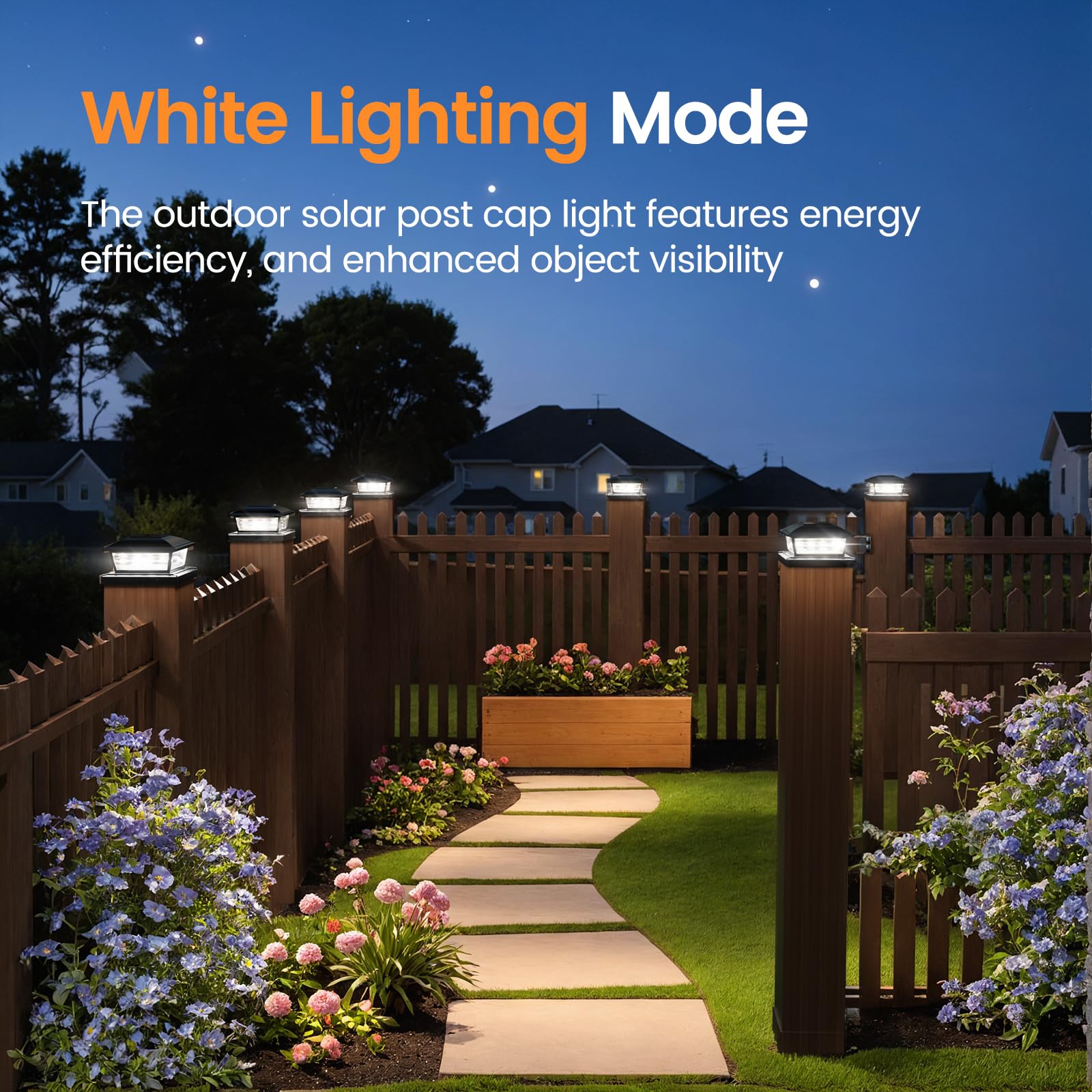 Aponuo Solar Post Cap Lights, 2 Lighting Modes 16 Leds Fence Post Solar Lights For 4X4 5X5 6X6 Wooden/Vinyl Posts, Outdoor Water