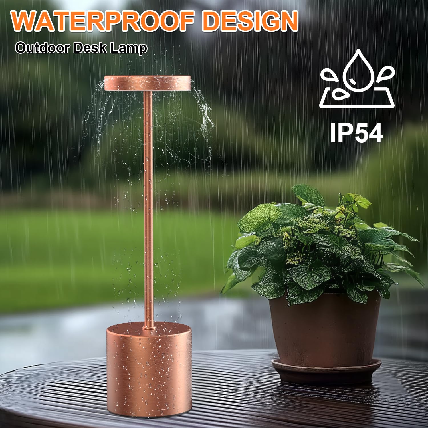 AUDLES Cordless Table Lamp - 2 Pack, 5000mAh Battery, 3-Color Dimmable Light, Rose Gold, Metal, Model 80010667