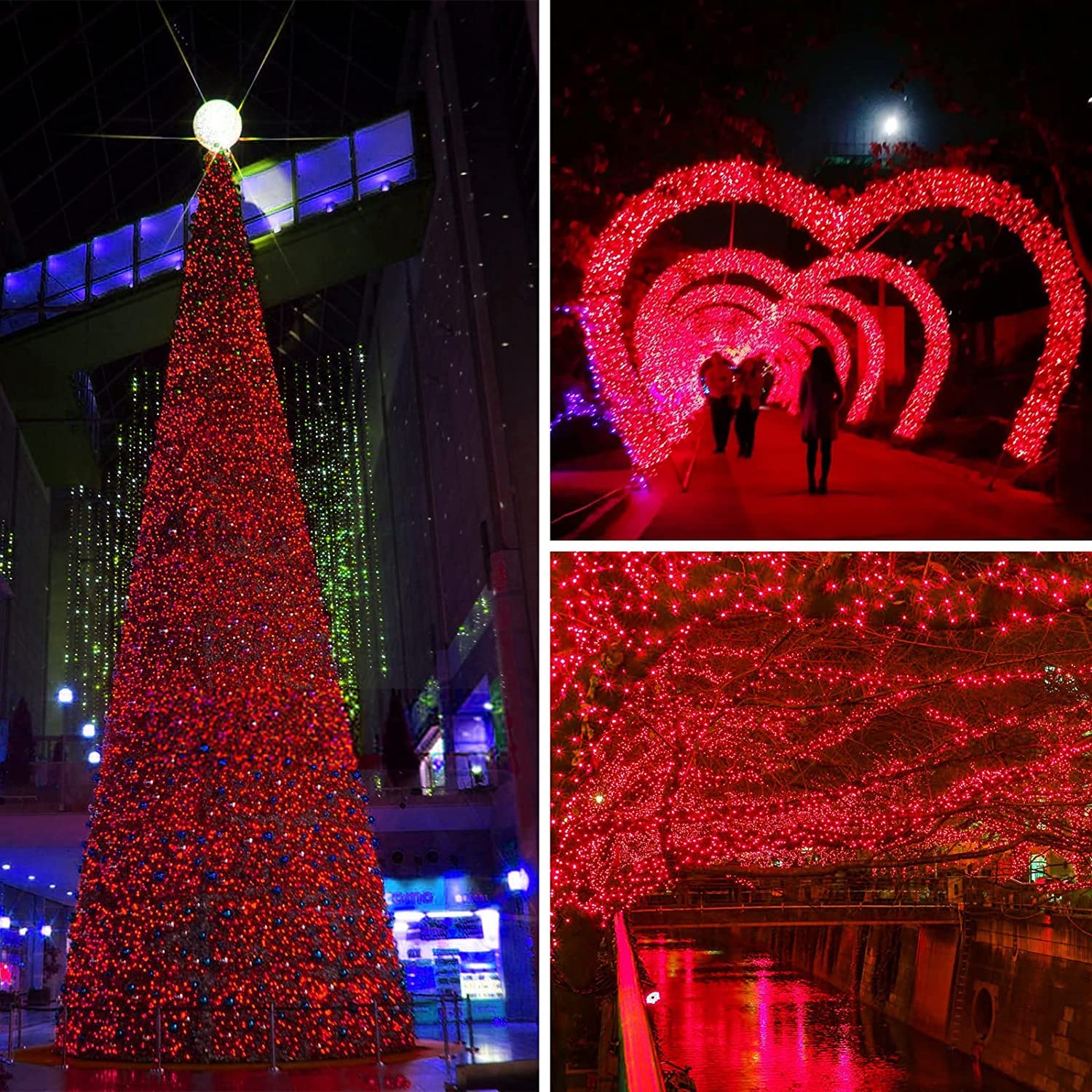 BHCLIGHT 200LED Fairy Lights, Waterproof String Lights, 8 Modes with Timer, 66Ft, Red, Model MLS-D4.5V1.35WUC-O
