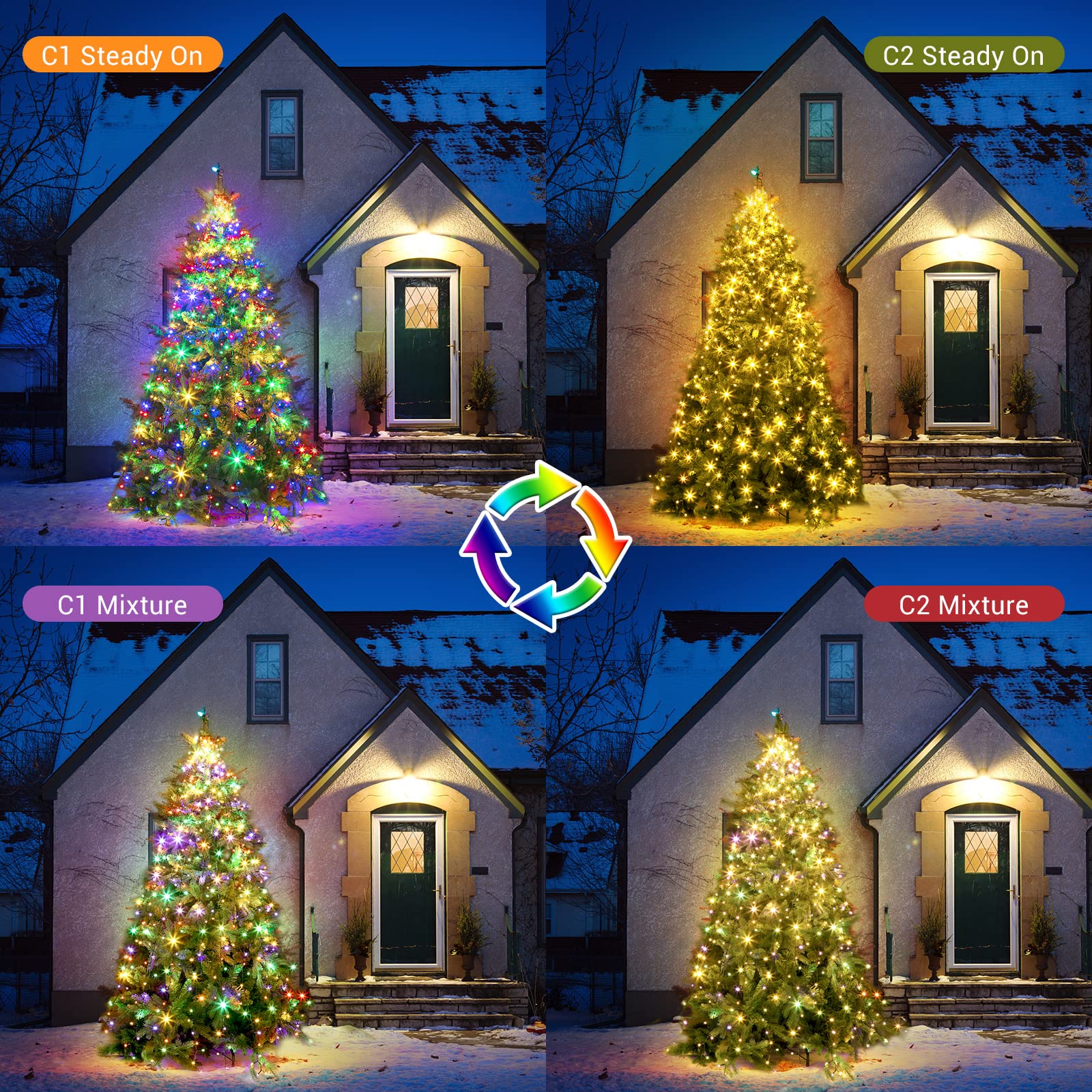 Marchpower Christmas Tree Lights Color Changing, 11 Modes Christmas Light Outdoor With Remote Control, 400 Diamond Led 6.6Ftx10