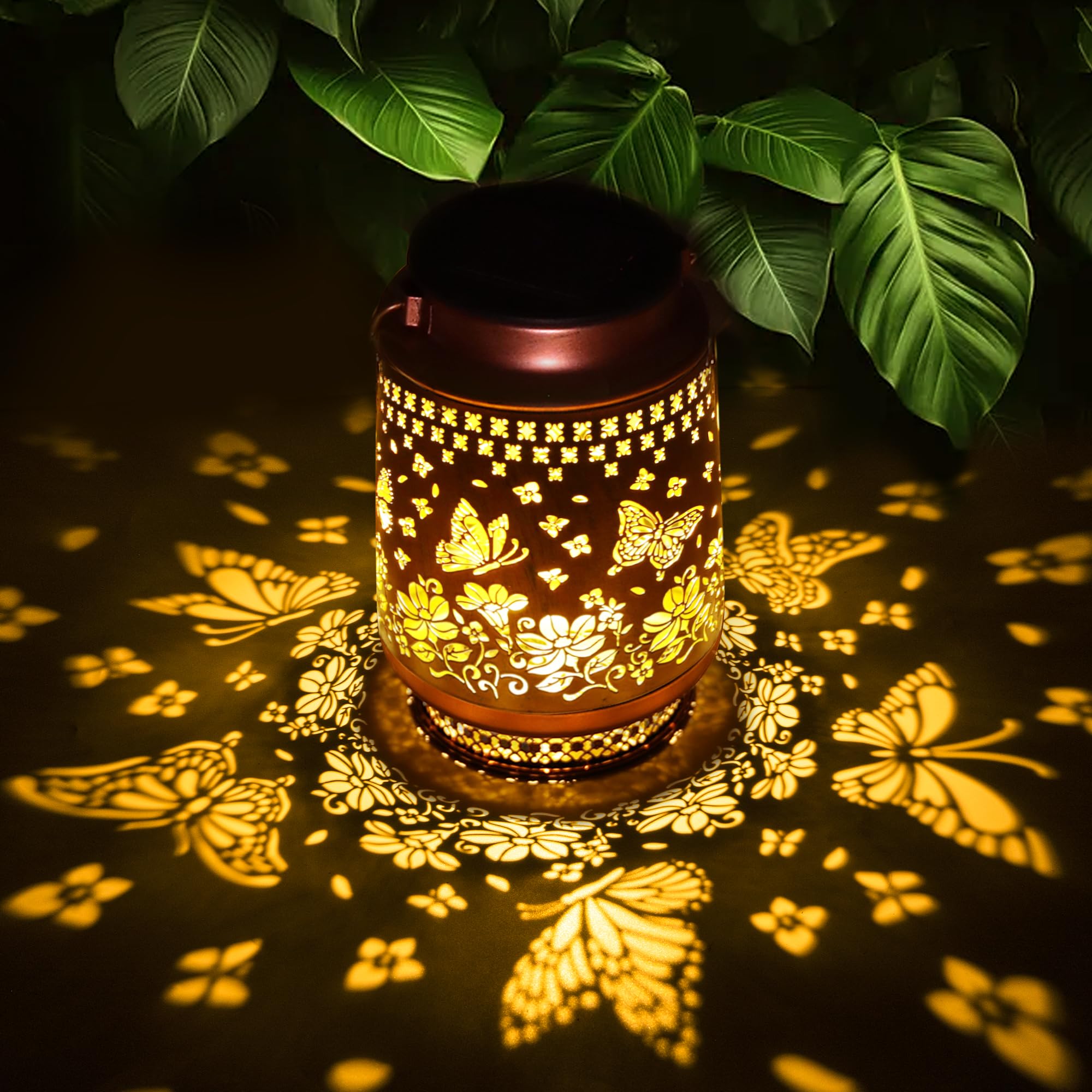 Butterfly Solar Lanterns Outdoor Waterproof, Garden Decor Birthday Gifts for Women Mom Grandma Sister, Metal Hanging Solar Light